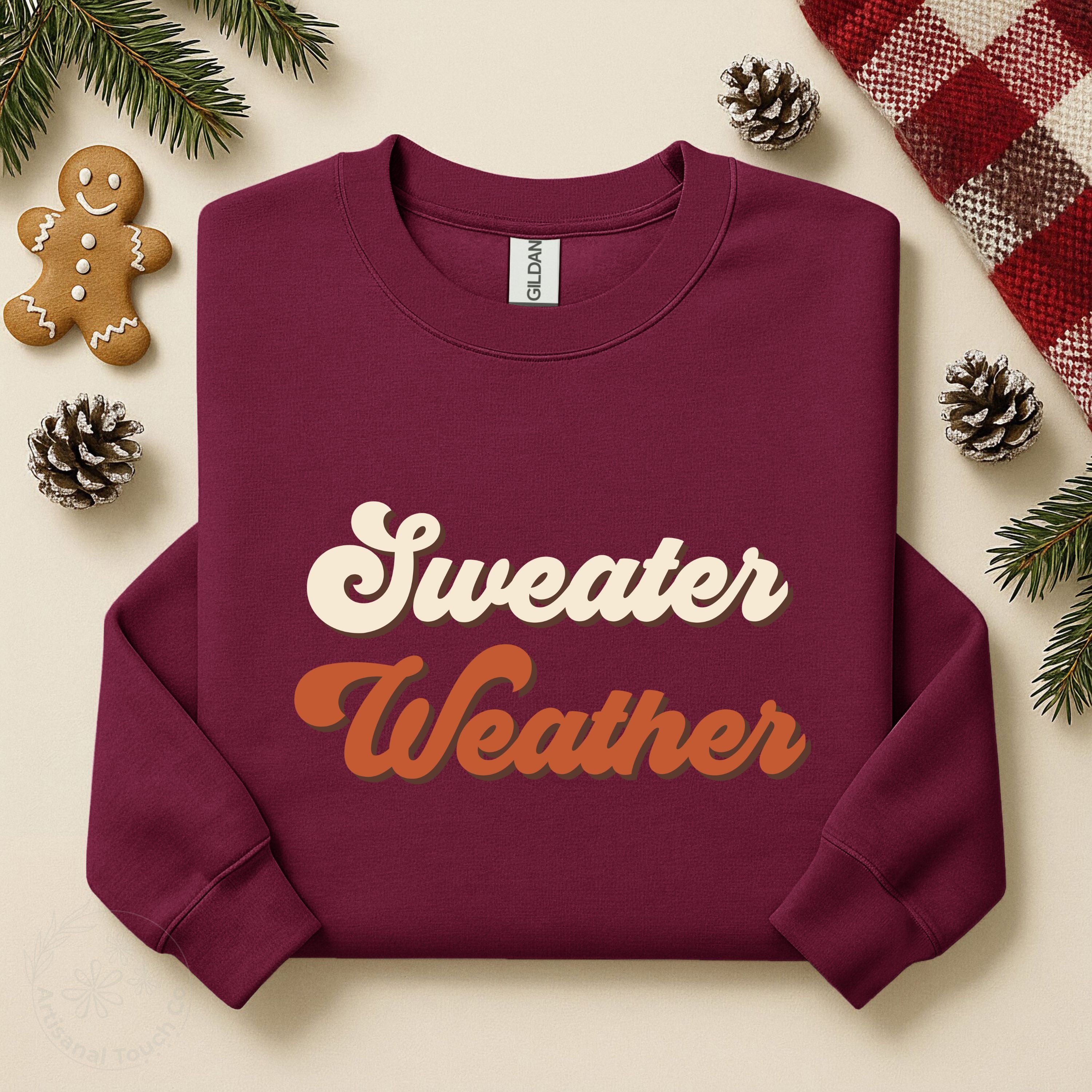 Sweater Weather Retro Fall Sweatshirt | Cozy Autumn Crewneck