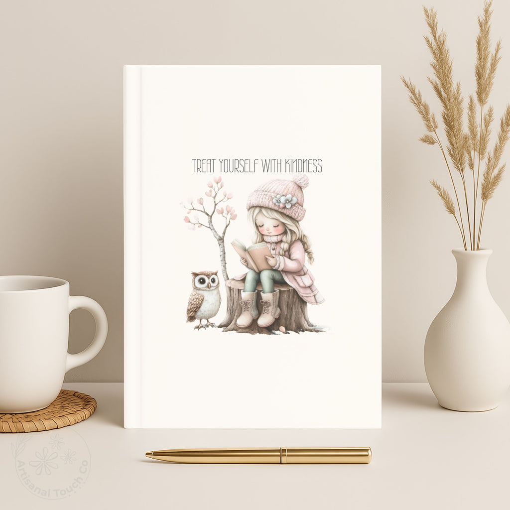 Treat Yourself With Kindness Hardcover Journal | Self-Care Writing Notebook | Mindfulness Gift for Women