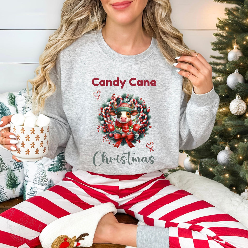 Candy Cane Christmas Sweatshirt – Cozy Holiday Crewneck