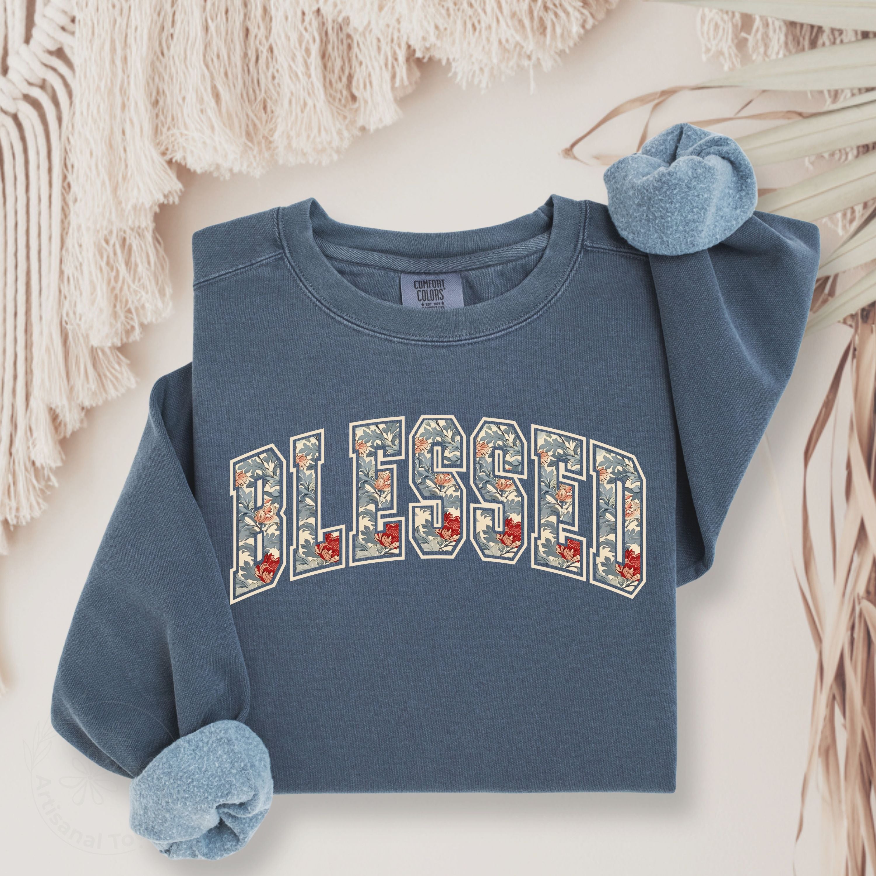 Blessed Floral Sweatshirt – Cozy Christian Crewneck