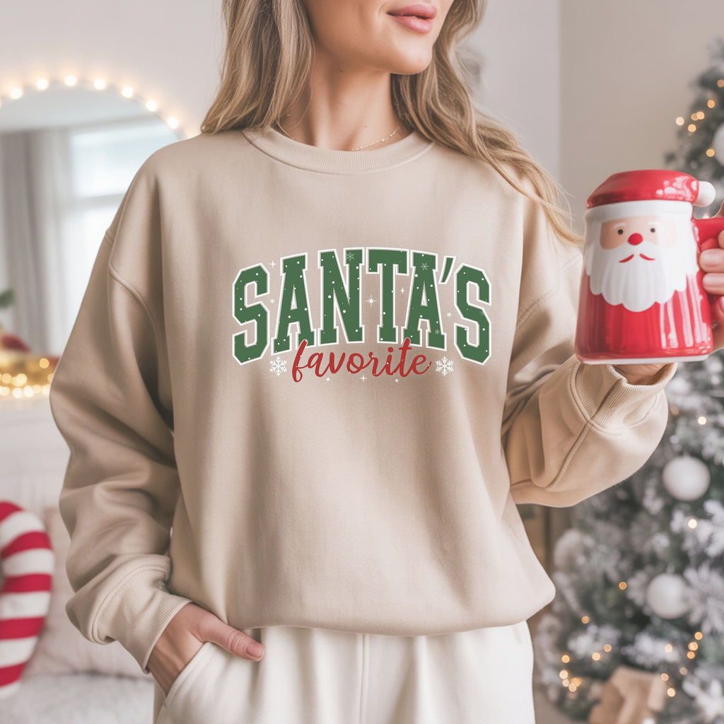 Santa’s Favorite Christmas Sweatshirt – Green Cozy Holiday Crewneck