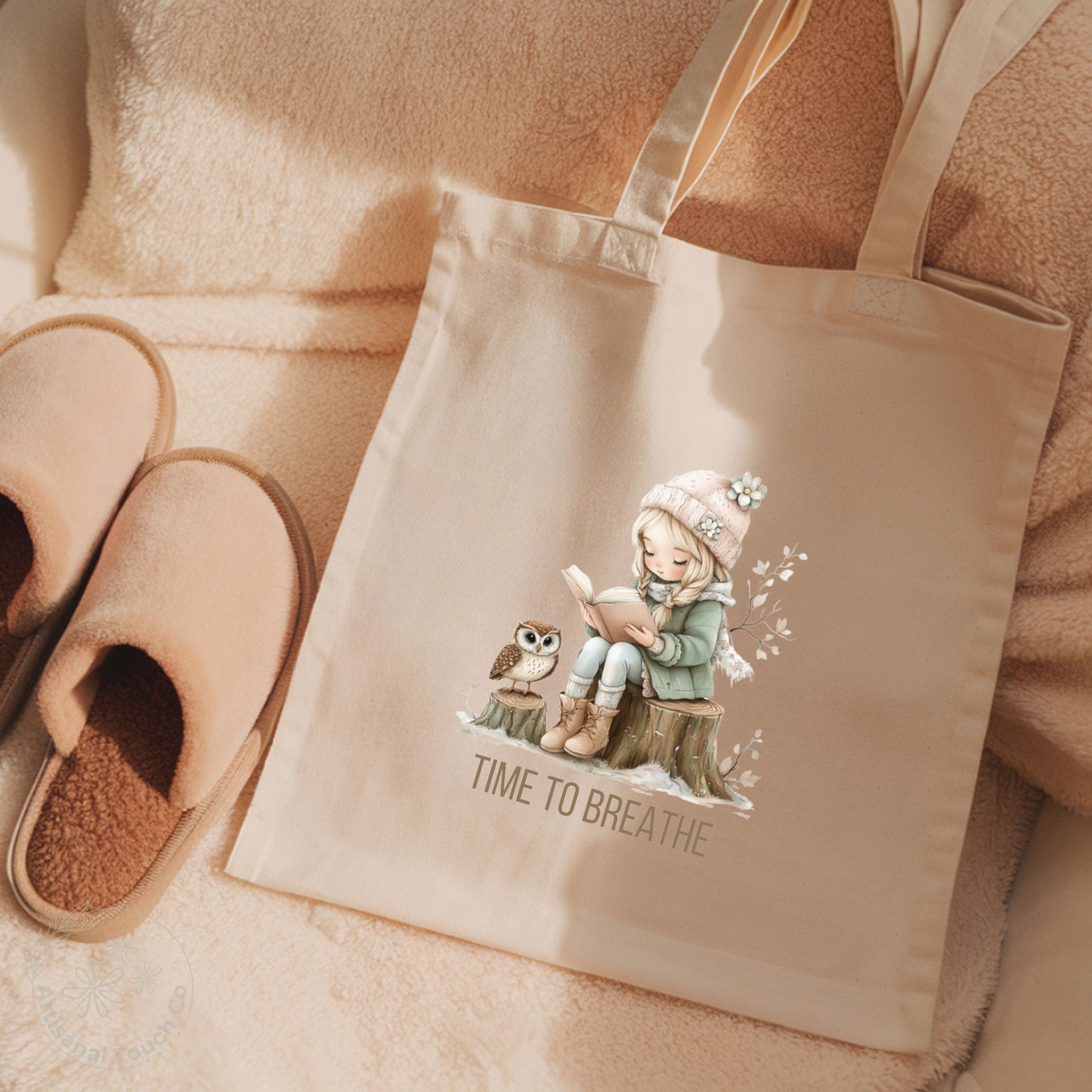 Time To Breathe — Canvas Tote Bag | Mindfulness & Calm | Self-Care Collection