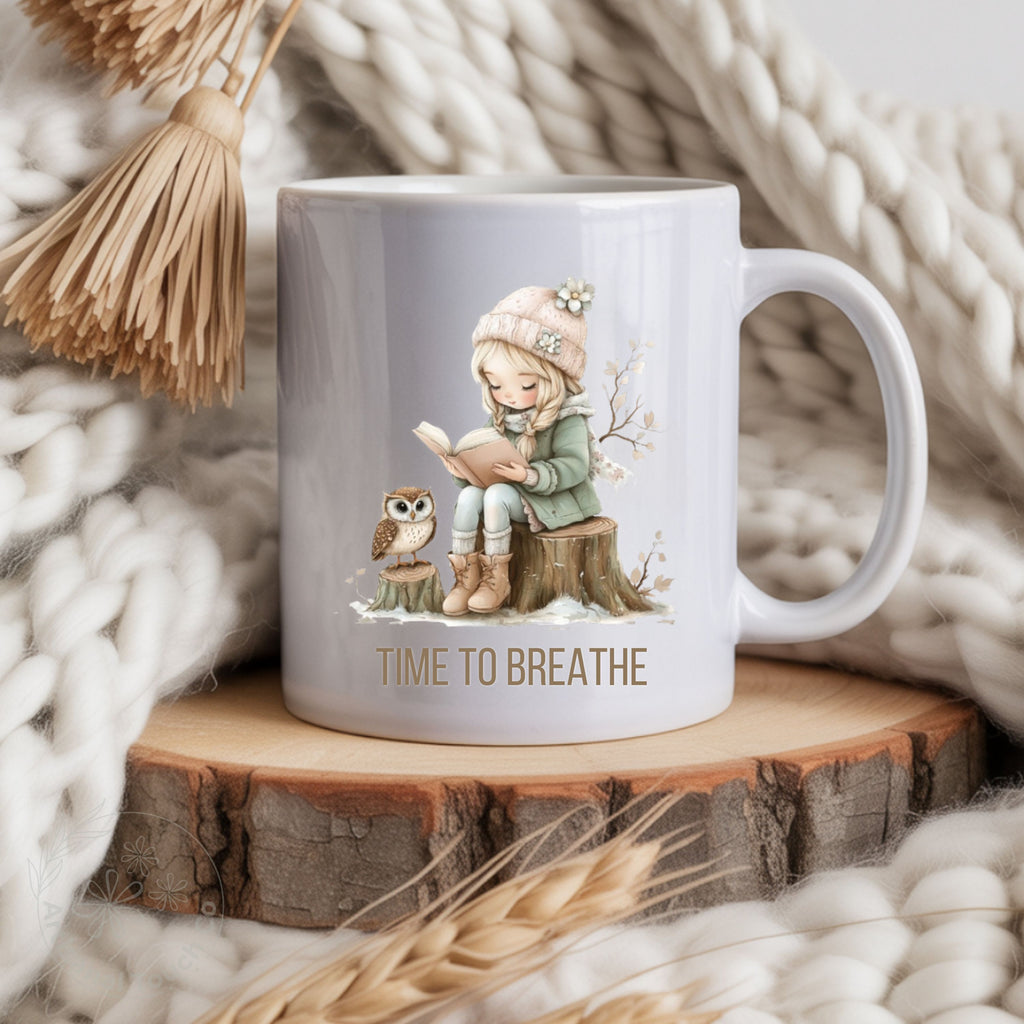 Time to Breathe Mug • Soft & Still • Cozy Neutral Aesthetic Ceramic Coffee Cup • Self Care Gift for Women • Mindfulness Mug • Relaxing Tea Cup