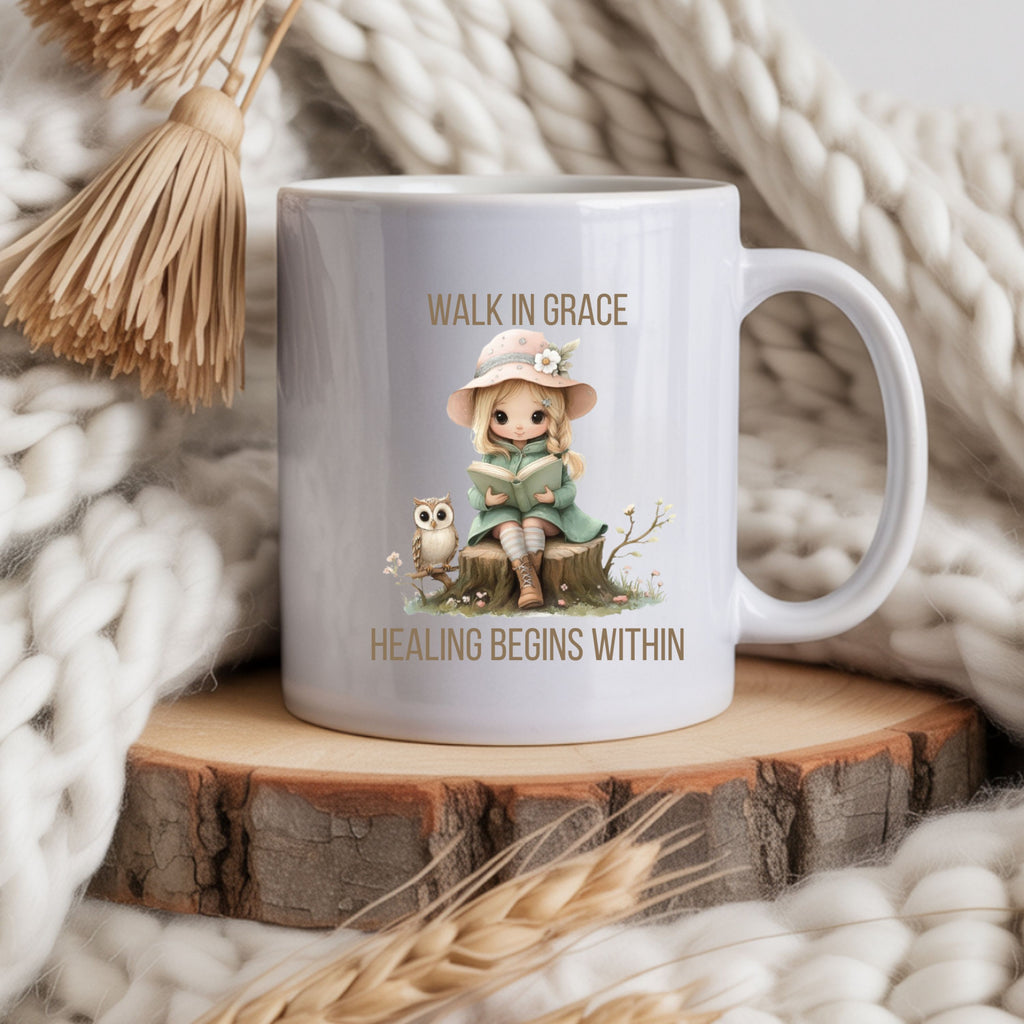 Walk in Grace Ceramic Mug – Healing Begins Within | Encouragement Gift for Her | 11oz & 15oz