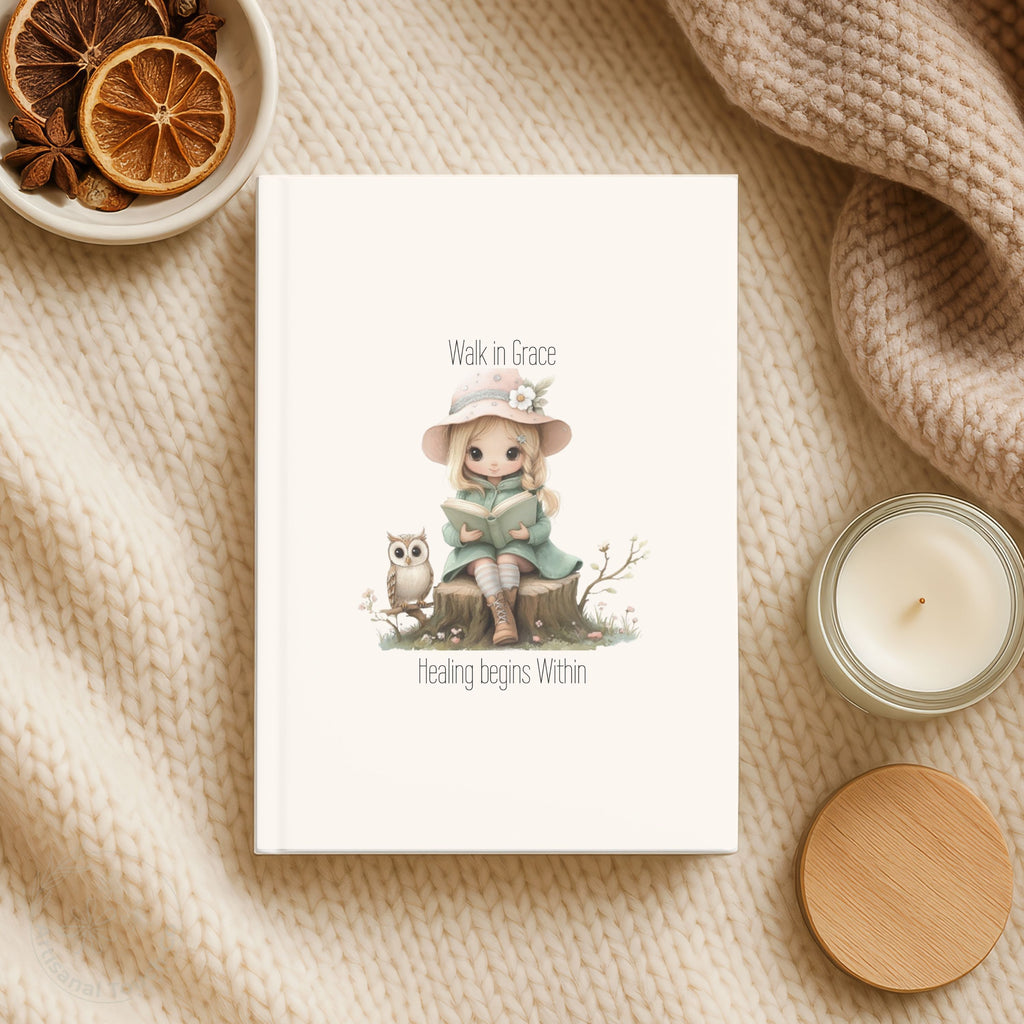 Walk in Grace Hardcover Journal – Healing Begins Within | Self-Care Writing Journal | Encouragement Gift for Her