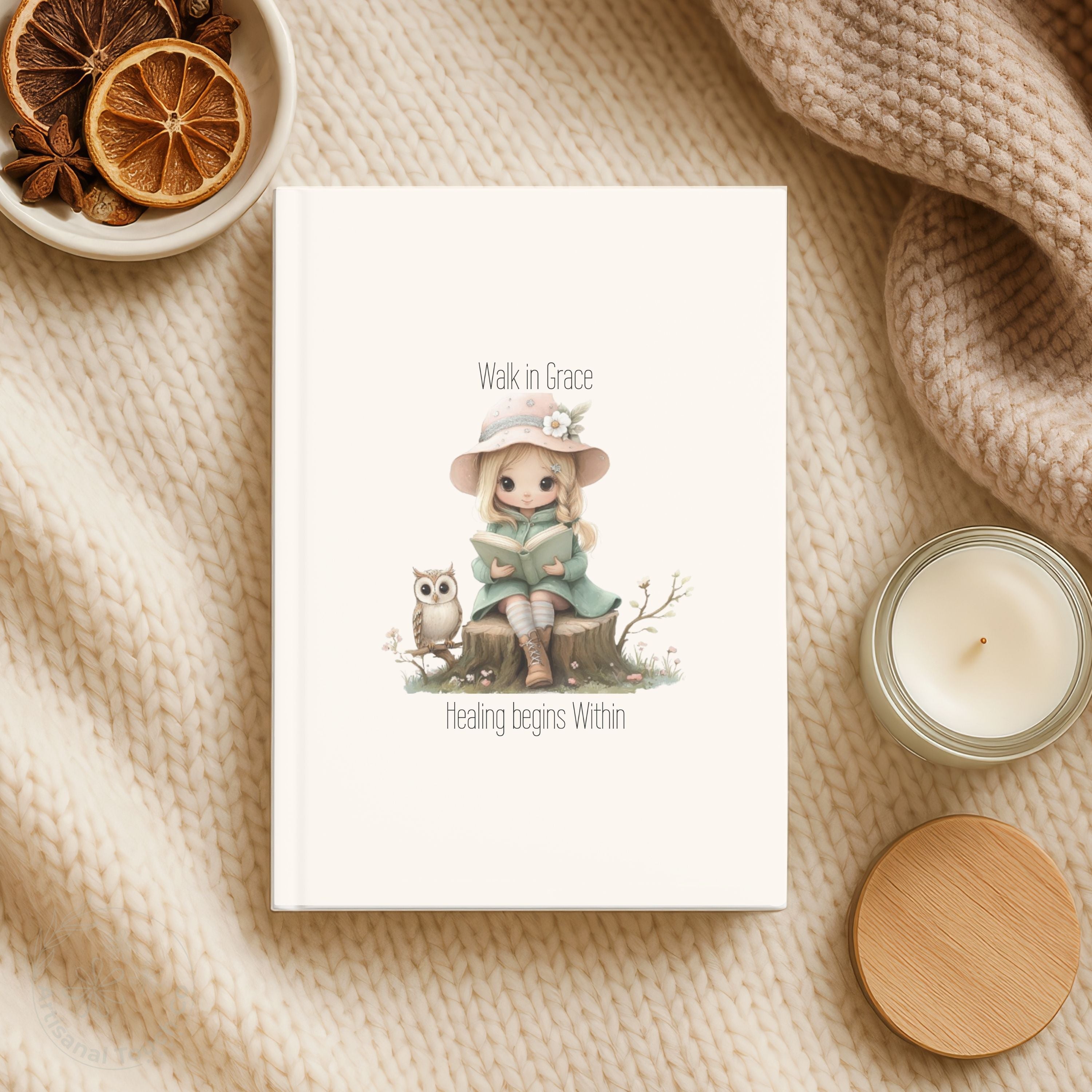 Walk in Grace Hardcover Journal – Healing Begins Within | Self-Care Writing Journal | Encouragement Gift for Her