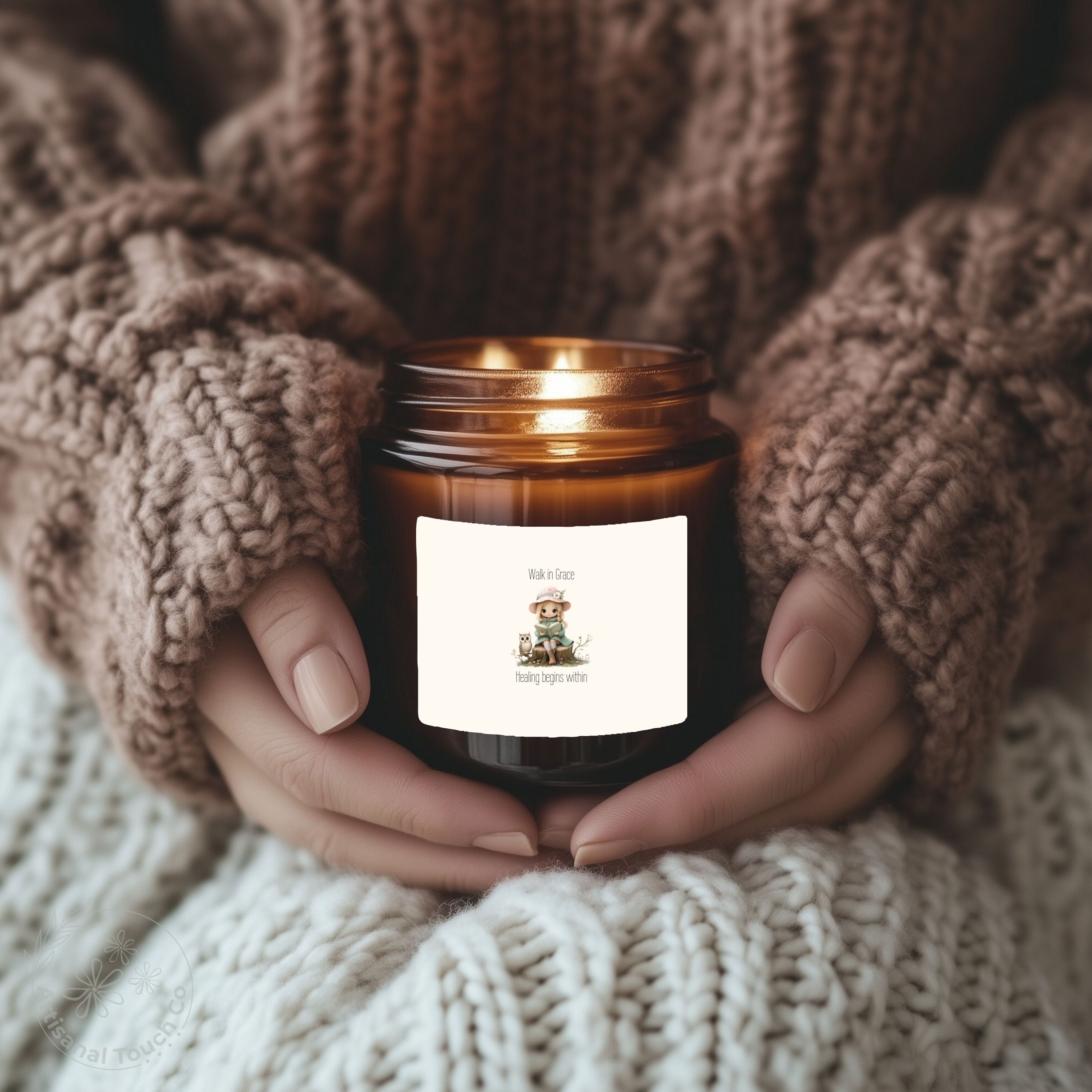 Walk in Grace Candle – Healing Begins Within | 9oz Amber Soy Candle | Self-Care Gift for Her