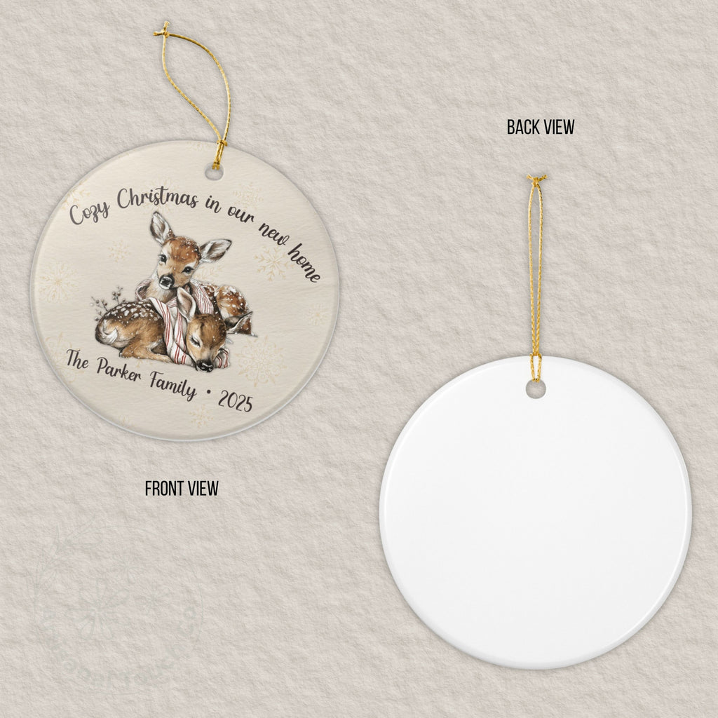 Personalized New Home Christmas Ornament • Cozy Housewarming Keepsake • Custom Family Name + Year