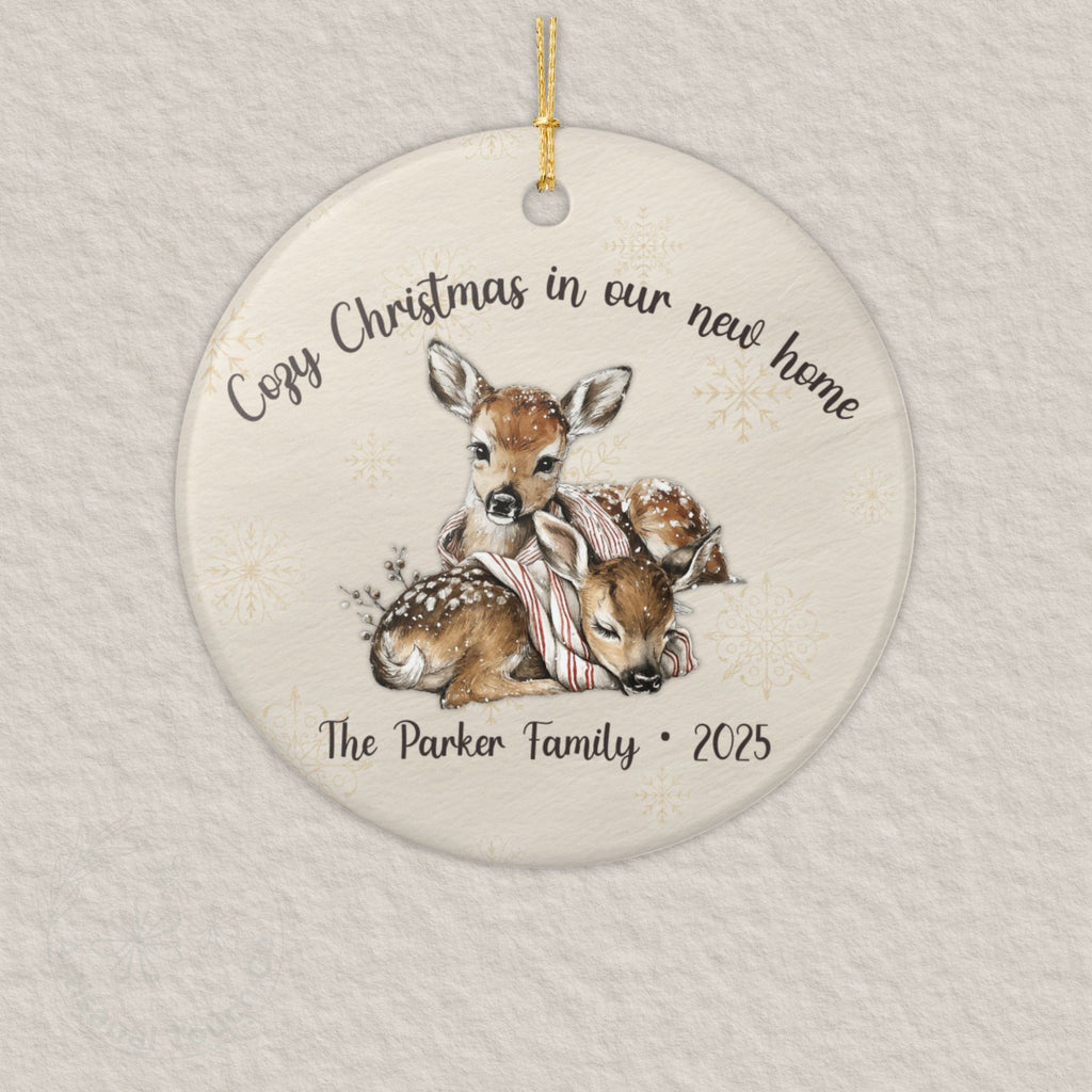 Personalized New Home Christmas Ornament • Cozy Housewarming Keepsake • Custom Family Name + Year