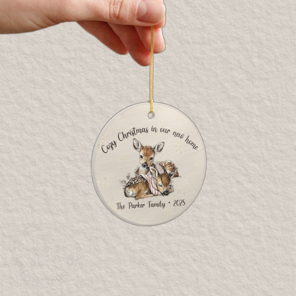 Personalized New Home Christmas Ornament • Cozy Housewarming Keepsake • Custom Family Name + Year