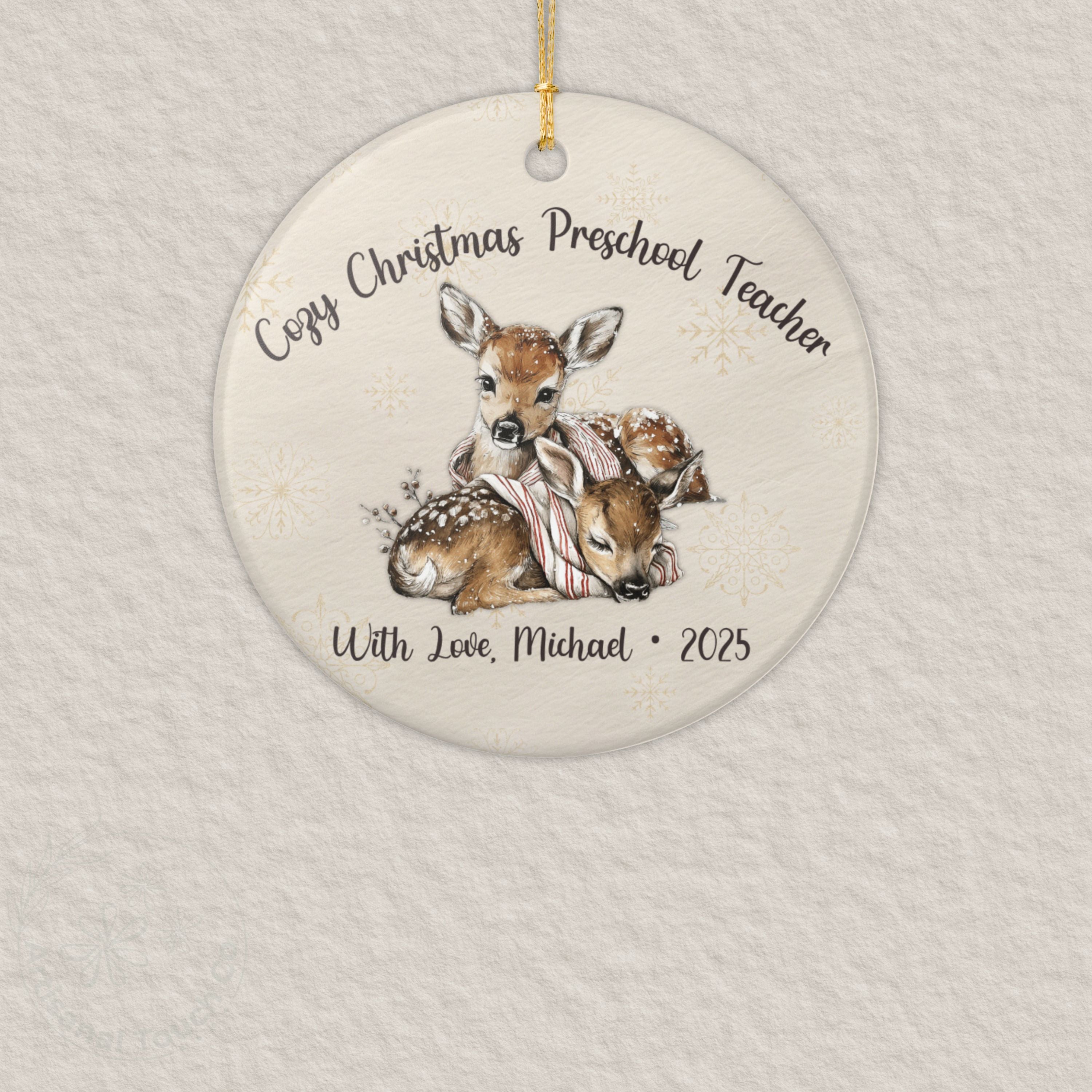 Cozy Christmas Preschool Teacher Ornament • Personalized Gift