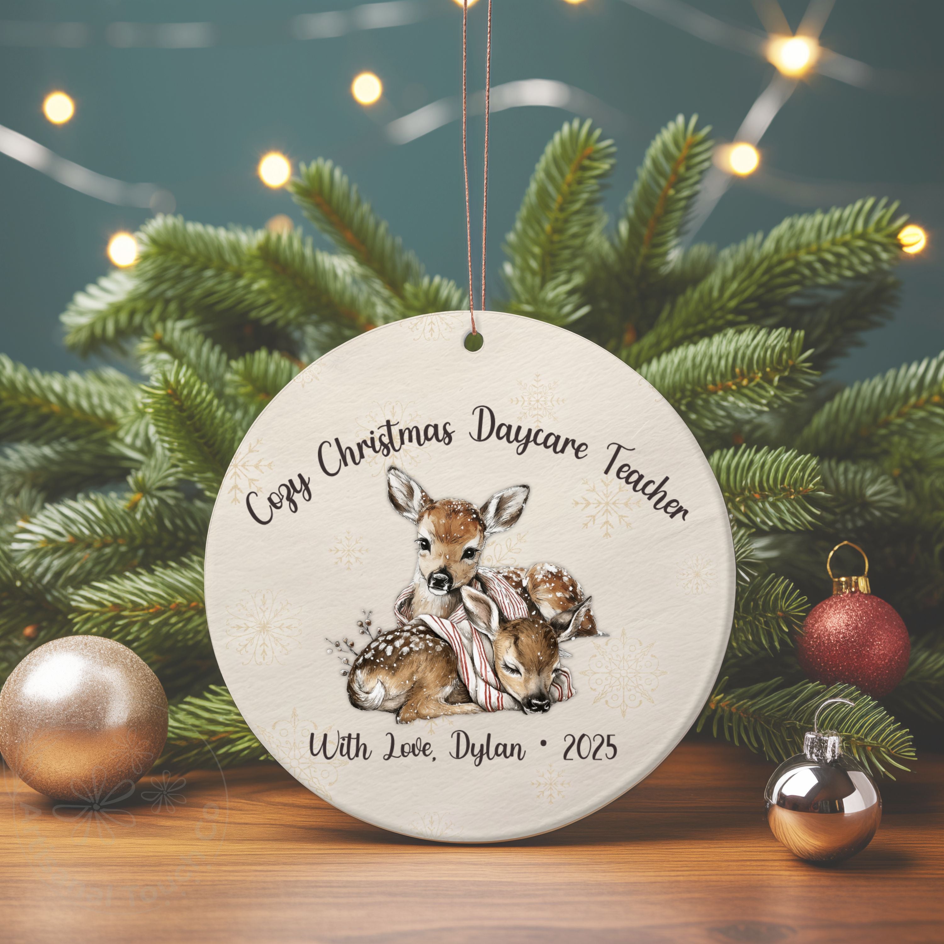 Cozy Christmas Daycare Teacher Ornament • Personalized Gift