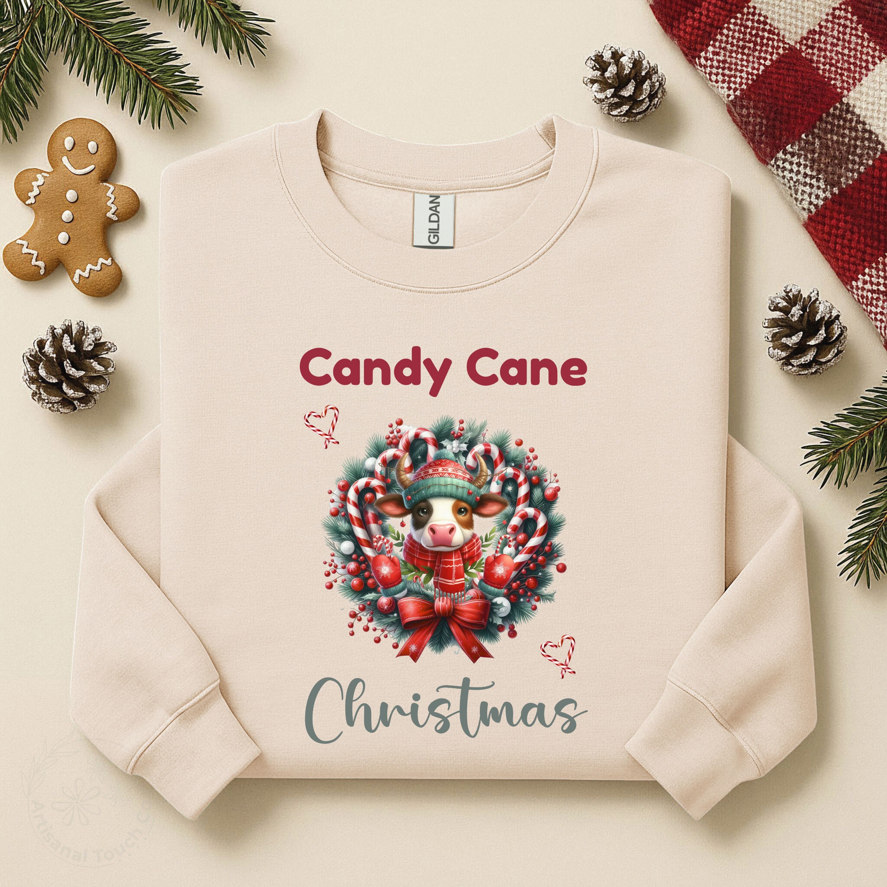 Candy Cane Christmas Sweatshirt – Cozy Holiday Crewneck