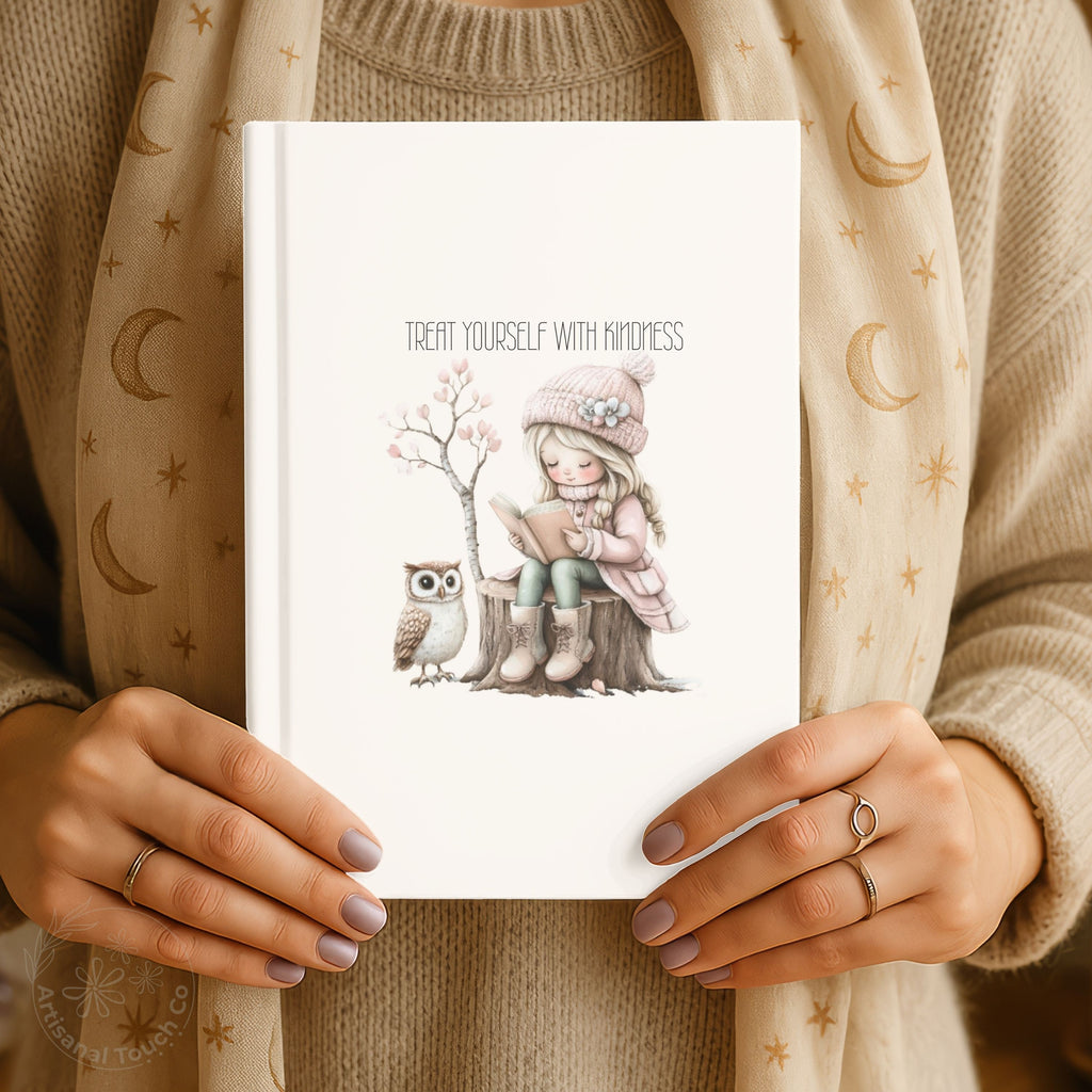 Treat Yourself With Kindness Hardcover Journal | Self-Care Writing Notebook | Mindfulness Gift for Women
