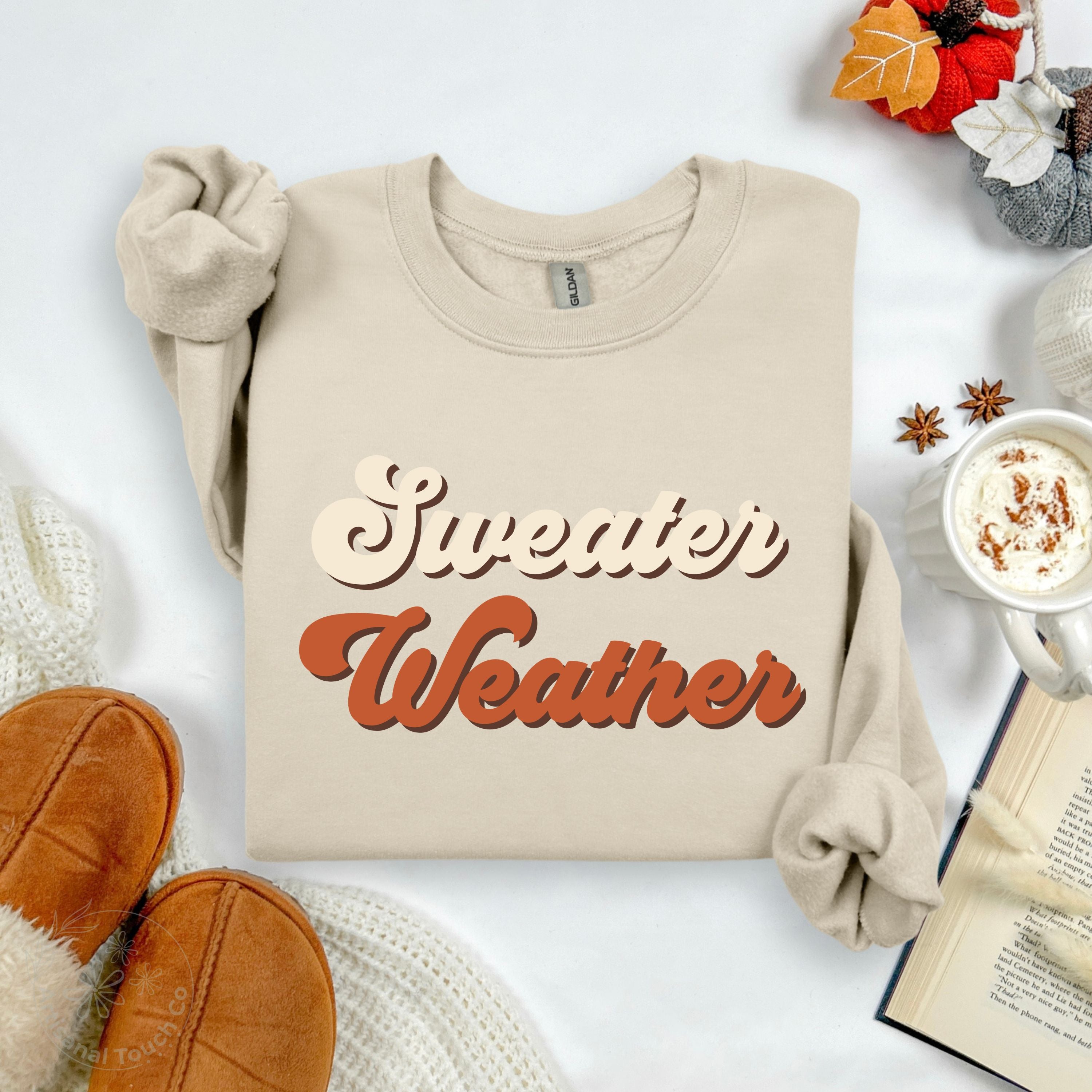 Sweater Weather Retro Fall Sweatshirt | Cozy Autumn Crewneck
