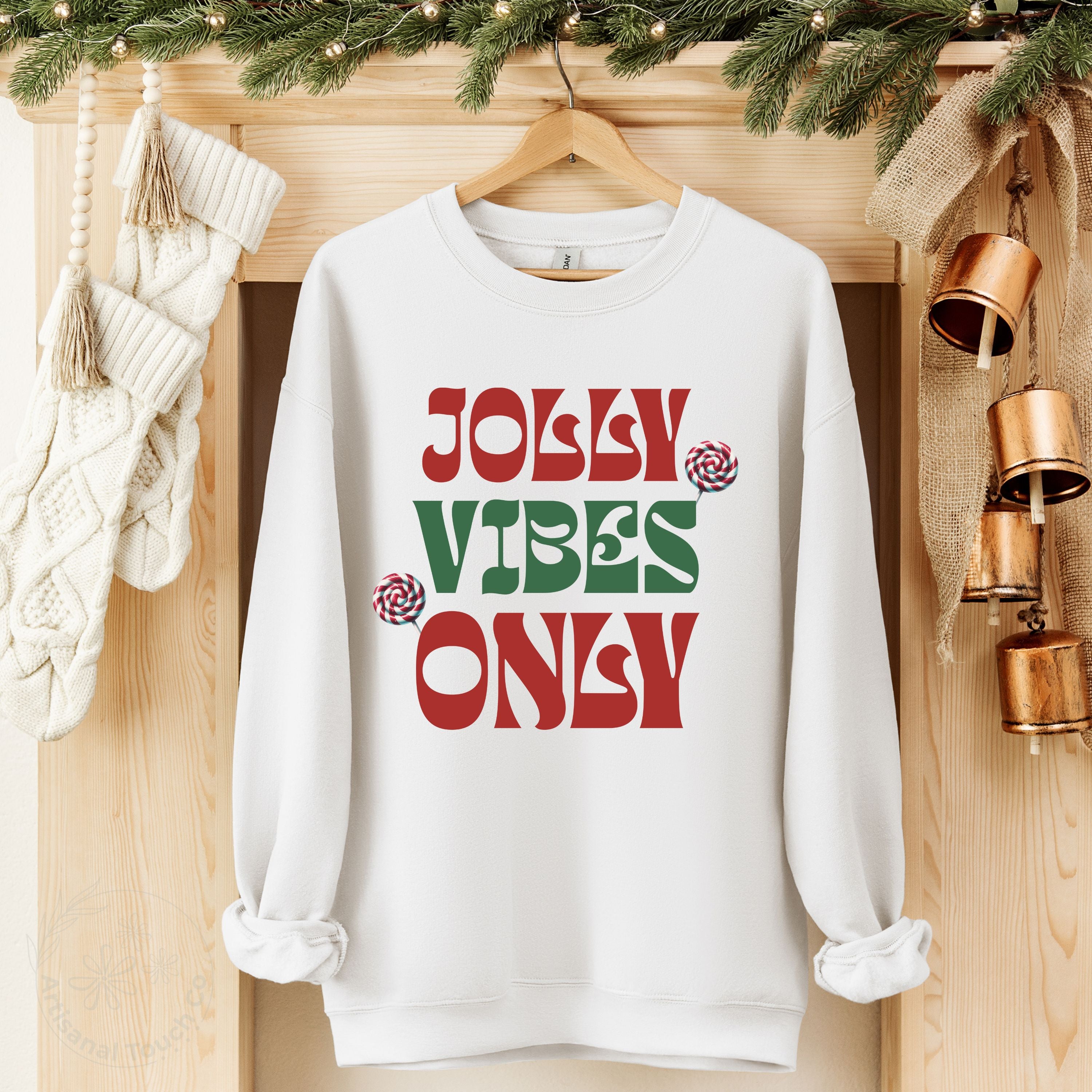 Jolly Vibes Only Christmas Sweatshirt – Winter Holiday Crewneck