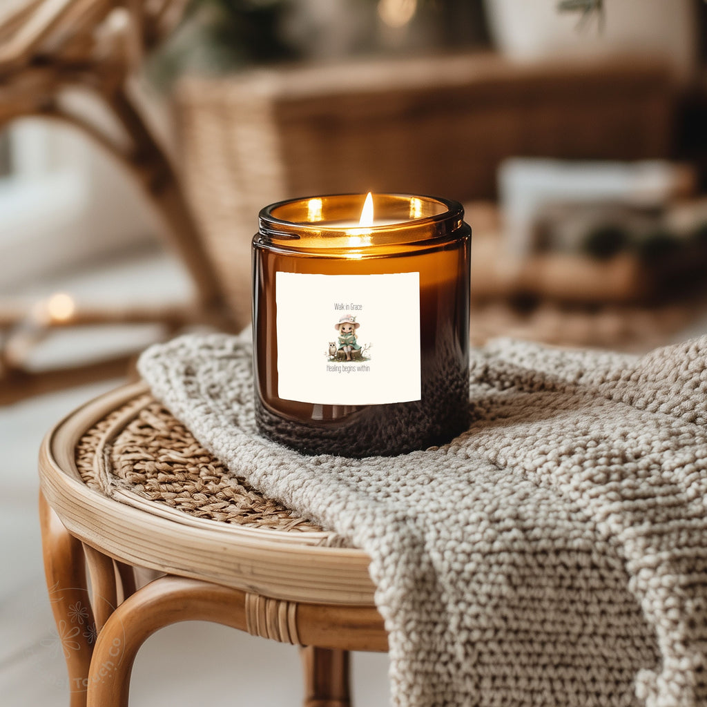 Walk in Grace Candle – Healing Begins Within | 9oz Amber Soy Candle | Self-Care Gift for Her
