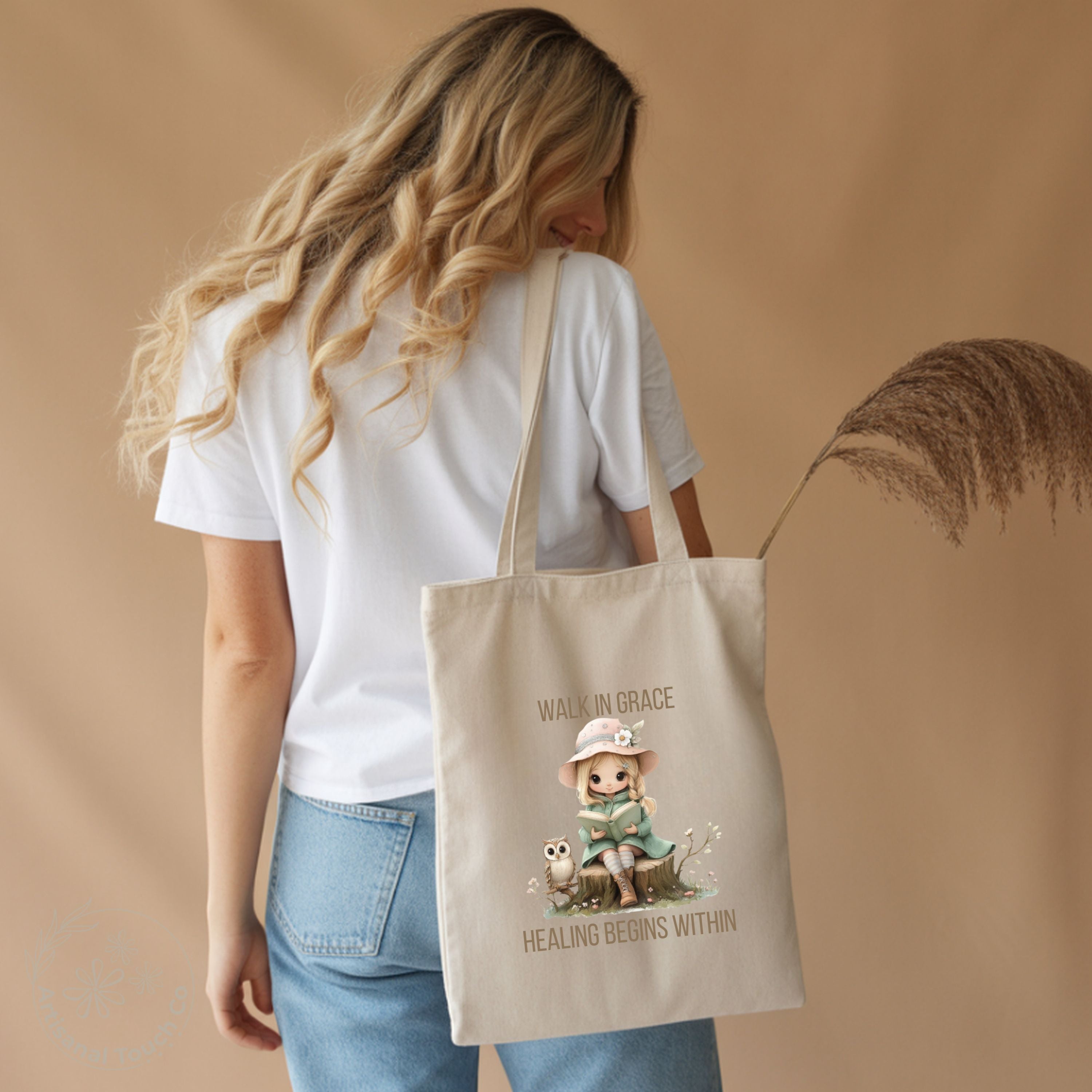 Walk in Grace — Canvas Tote Bag | Healing Begins Within | Self-Care Collection