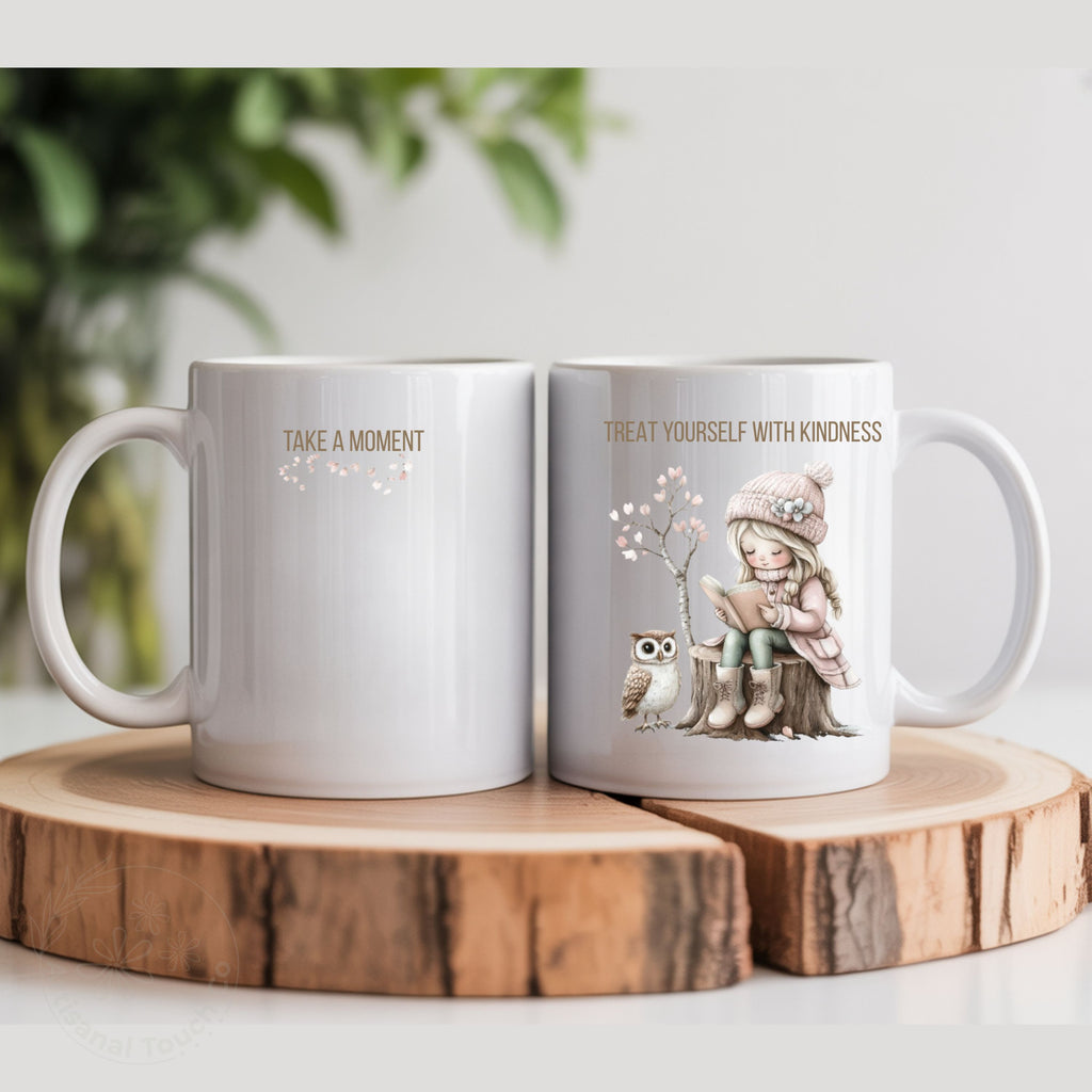 Treat Yourself With Kindness Mug · Self-Care Gift · Cozy Aesthetic Cup (11oz, 15oz)