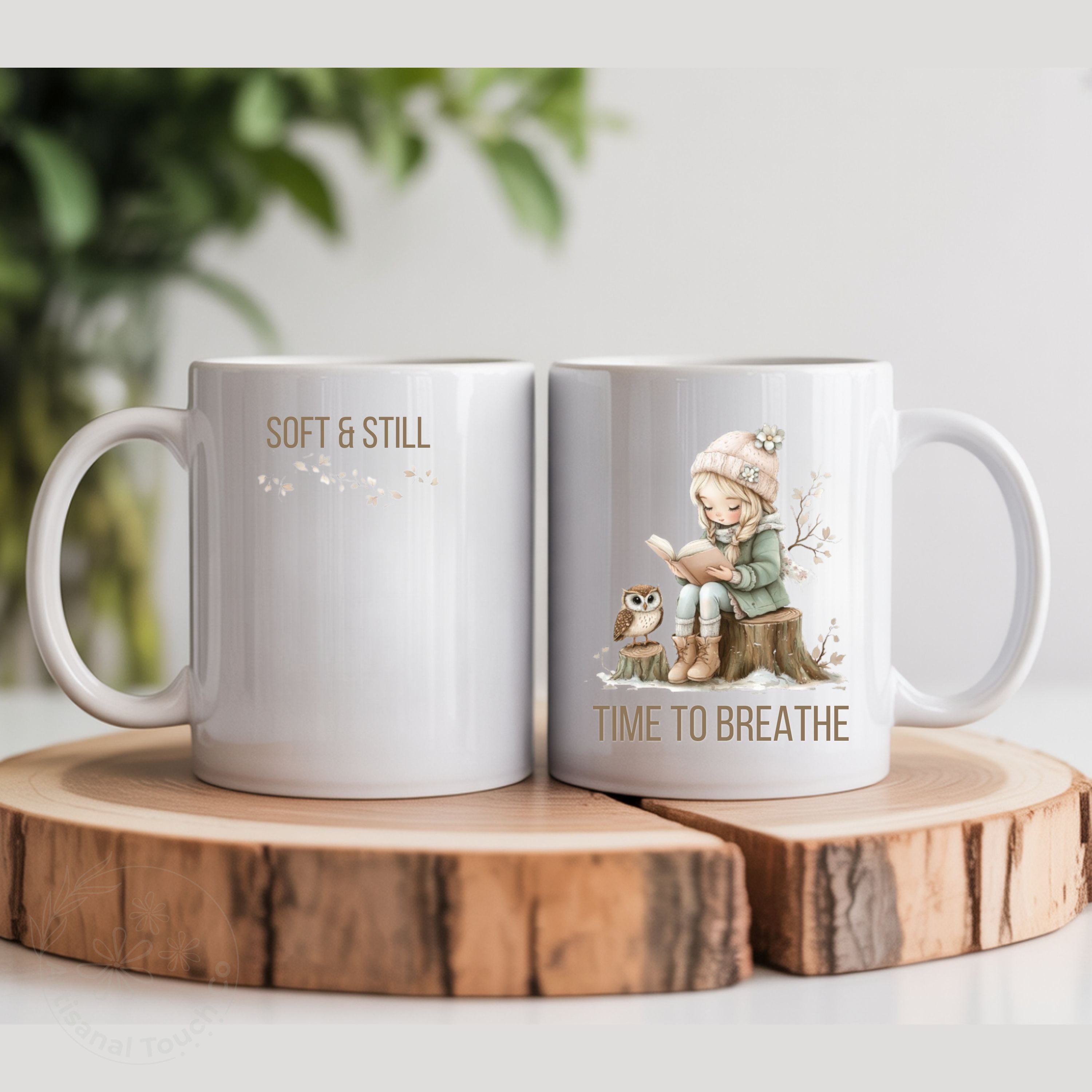 Time to Breathe Mug • Soft & Still • Cozy Neutral Aesthetic Ceramic Coffee Cup • Self Care Gift for Women • Mindfulness Mug • Relaxing Tea Cup