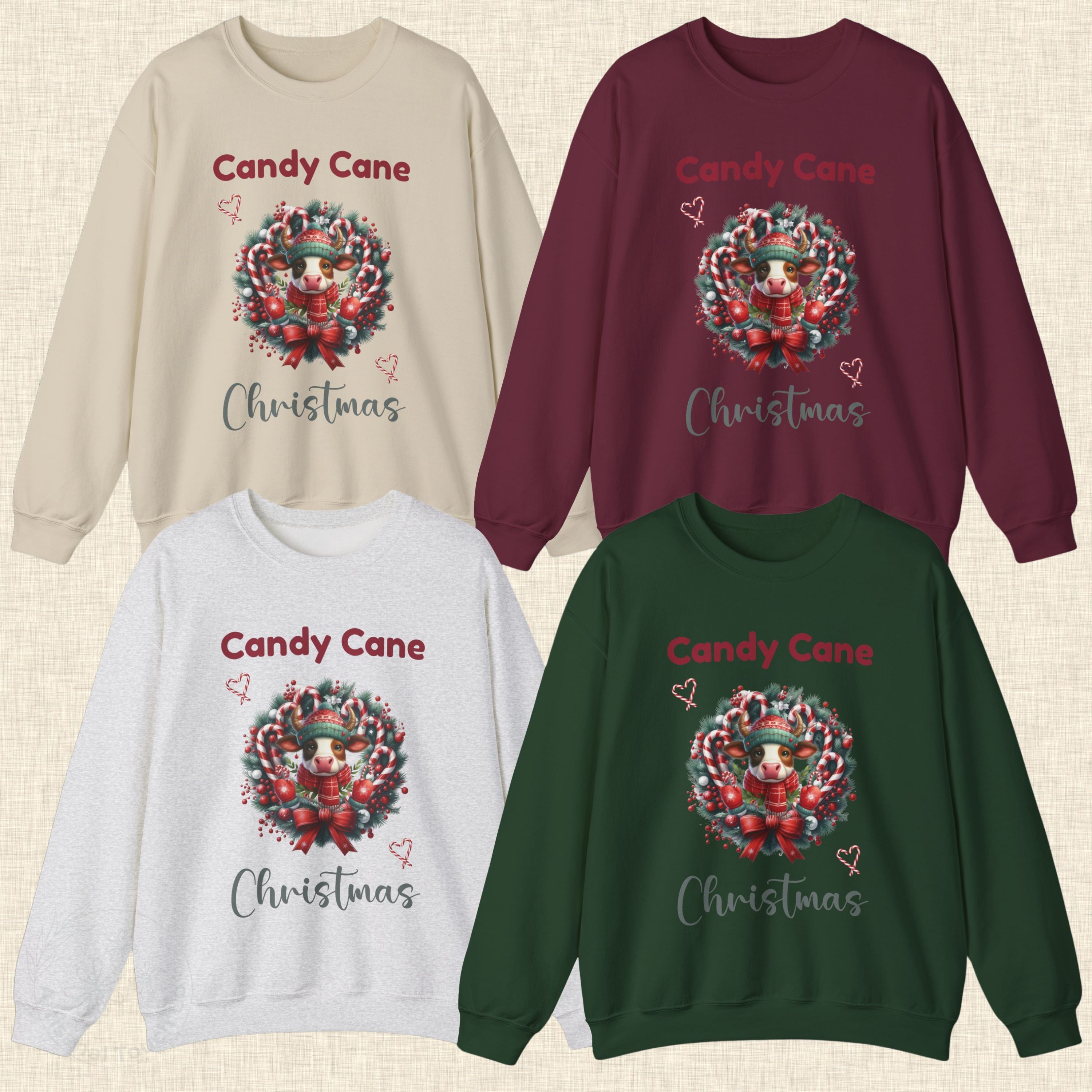 Candy Cane Christmas Sweatshirt – Cozy Holiday Crewneck