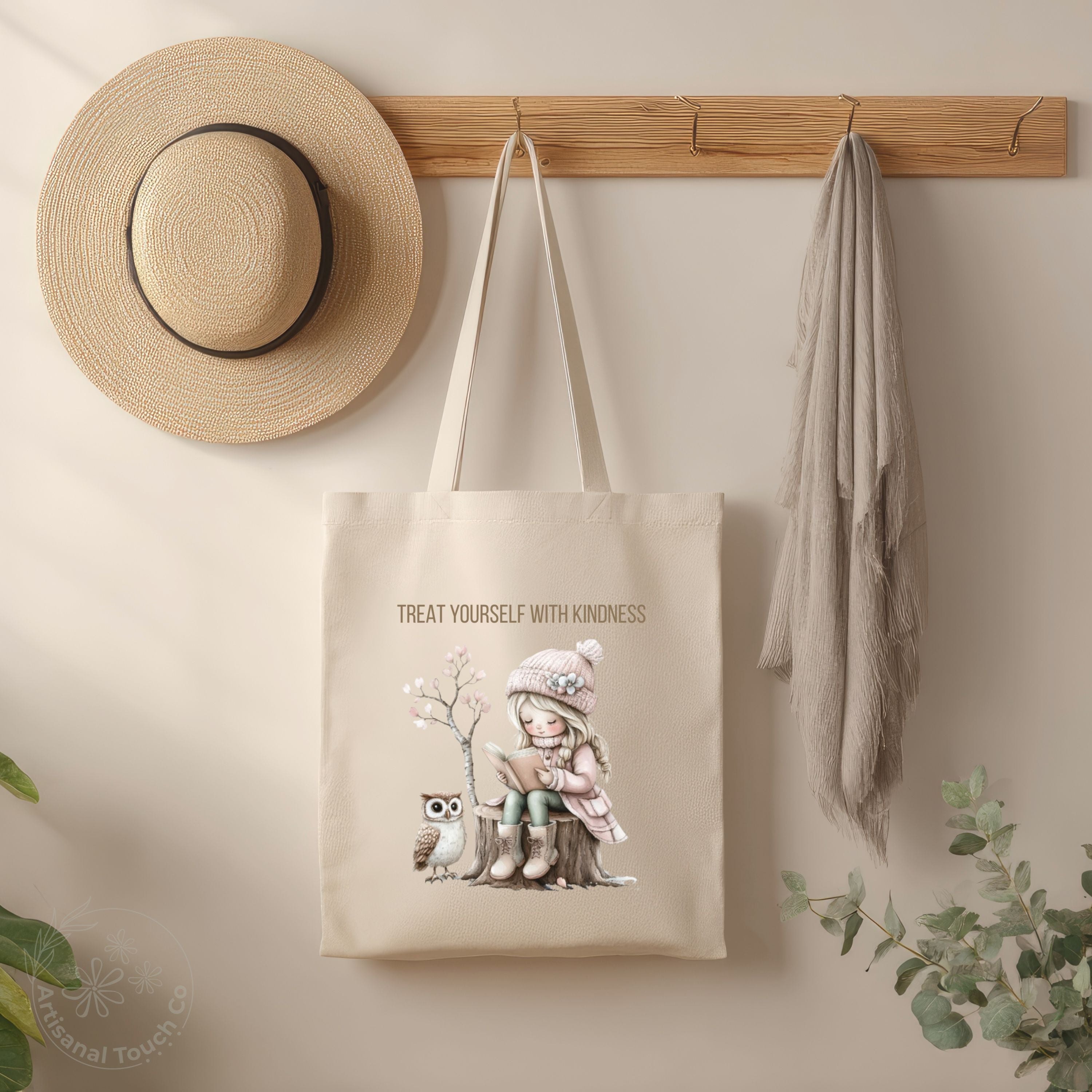 Treat Yourself With Kindness — Canvas Tote Bag | Self-Care Collection