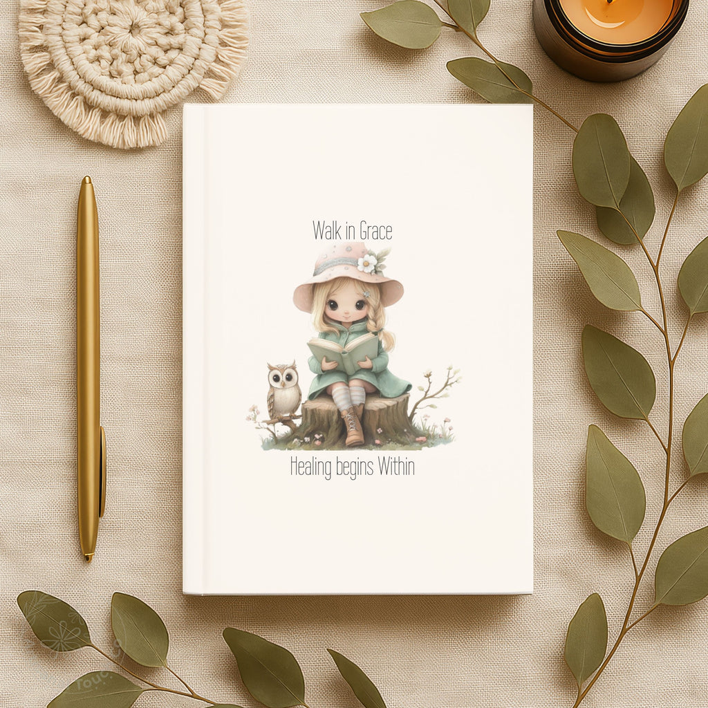 Walk in Grace Hardcover Journal – Healing Begins Within | Self-Care Writing Journal | Encouragement Gift for Her