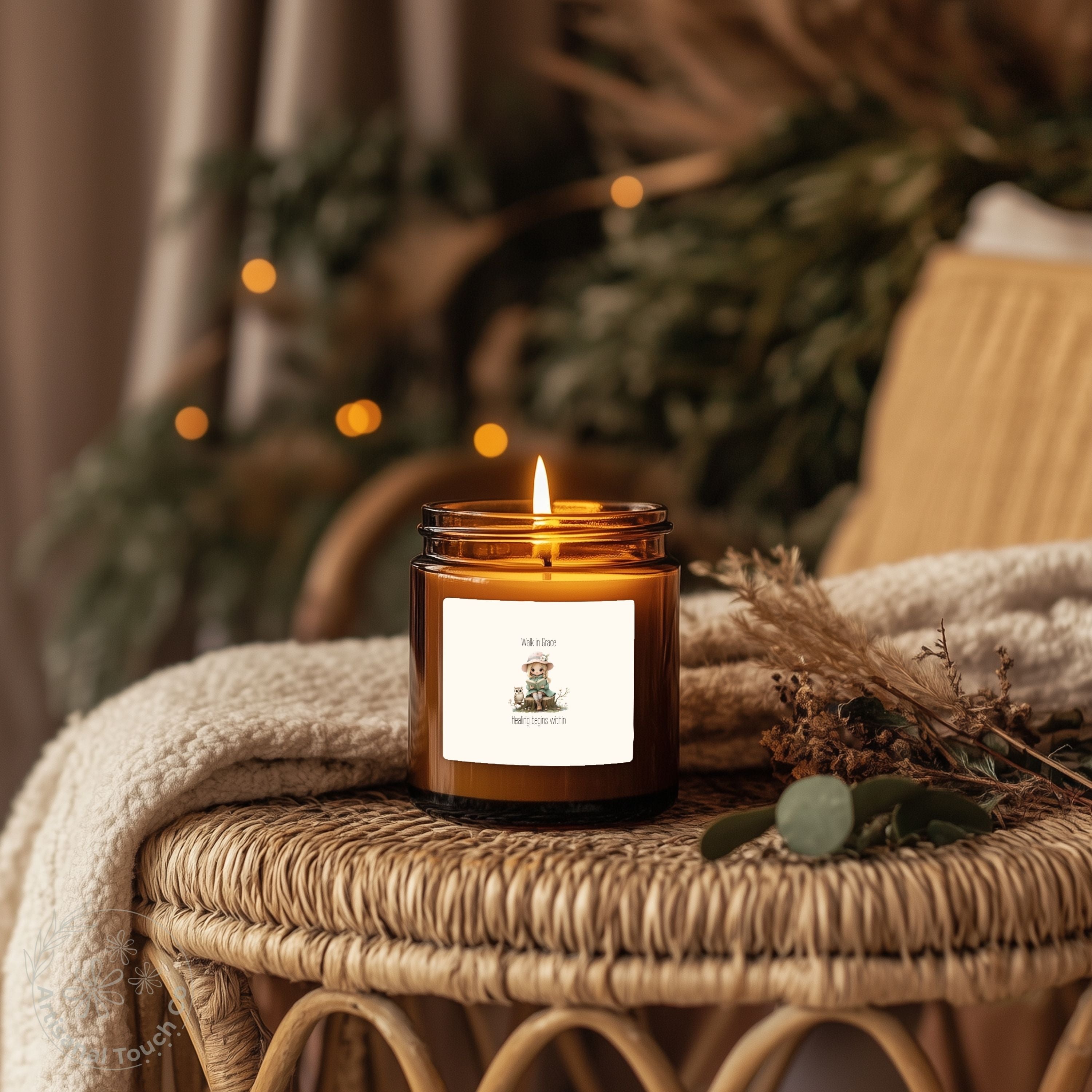 Walk in Grace Candle – Healing Begins Within | 9oz Amber Soy Candle | Self-Care Gift for Her