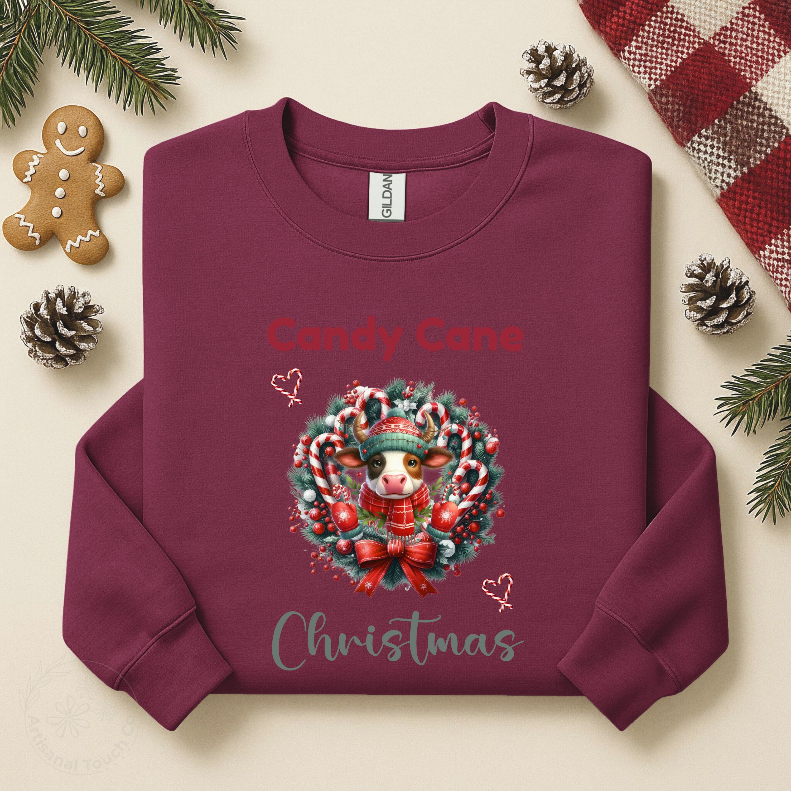 Candy Cane Christmas Sweatshirt – Cozy Holiday Crewneck