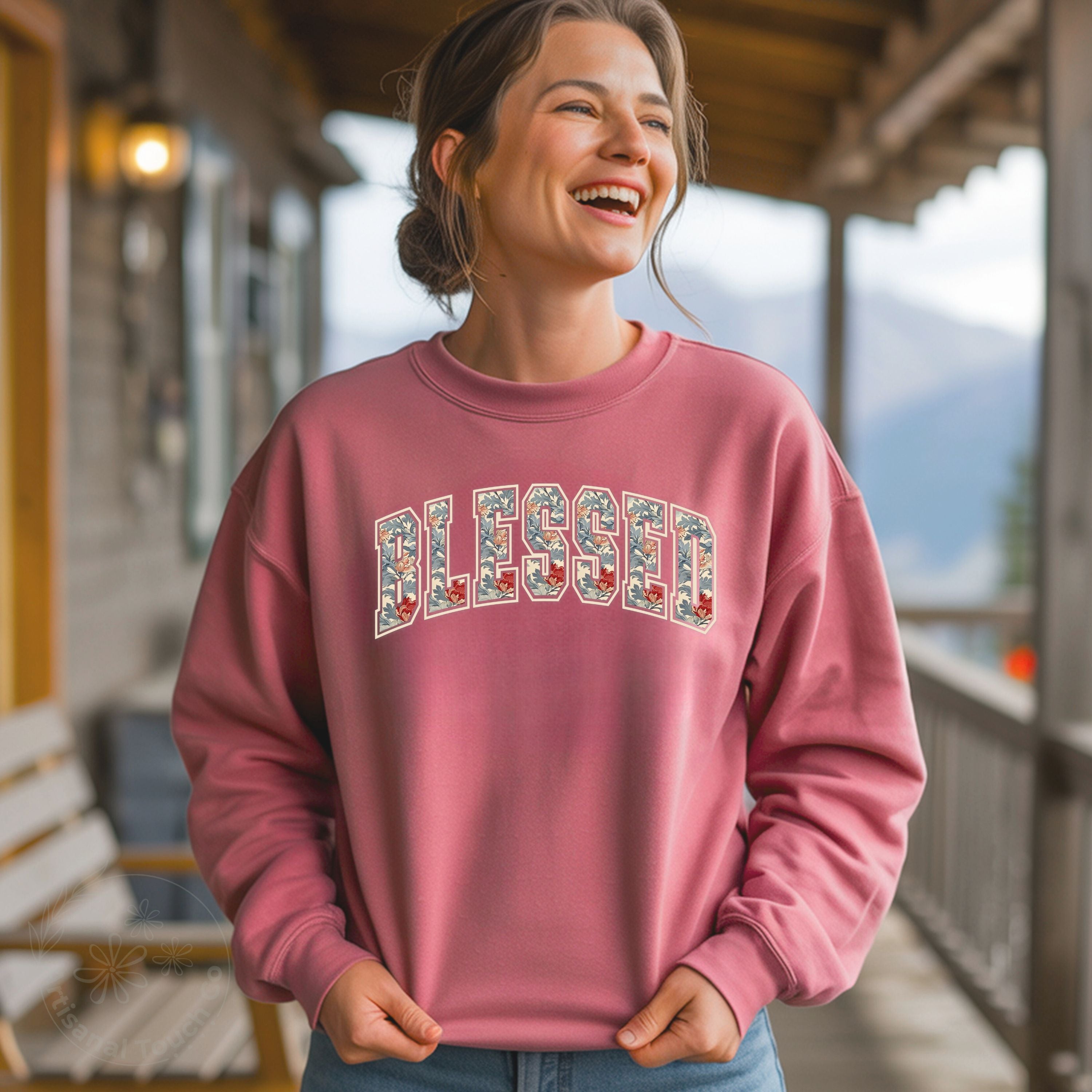 Blessed Floral Sweatshirt – Cozy Christian Crewneck