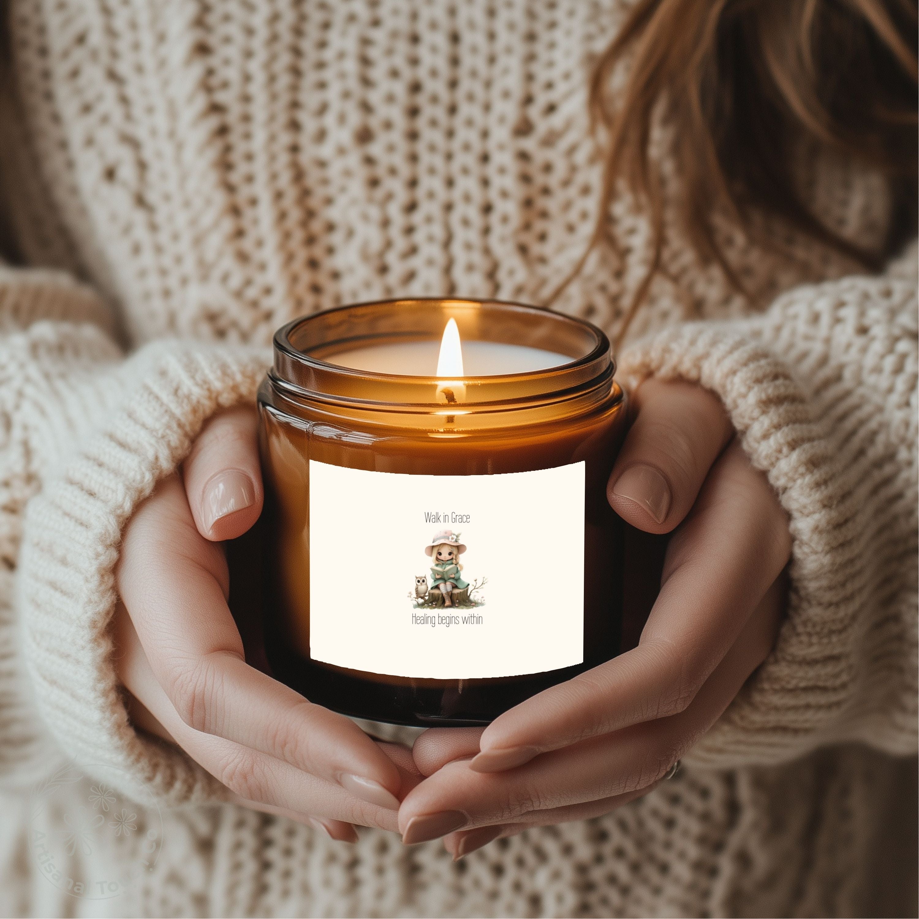 Walk in Grace Candle – Healing Begins Within | 9oz Amber Soy Candle | Self-Care Gift for Her