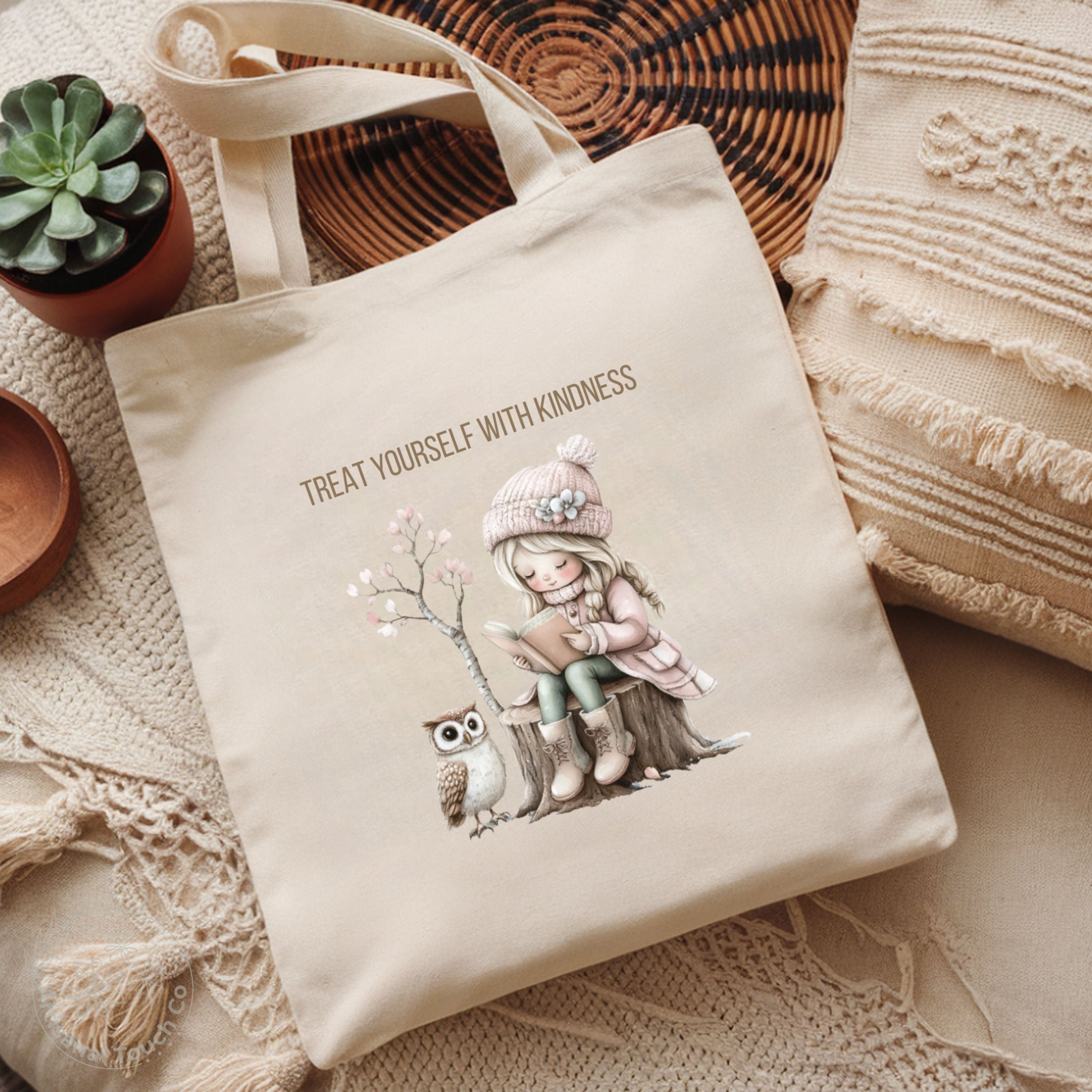 Treat Yourself With Kindness — Canvas Tote Bag | Self-Care Collection