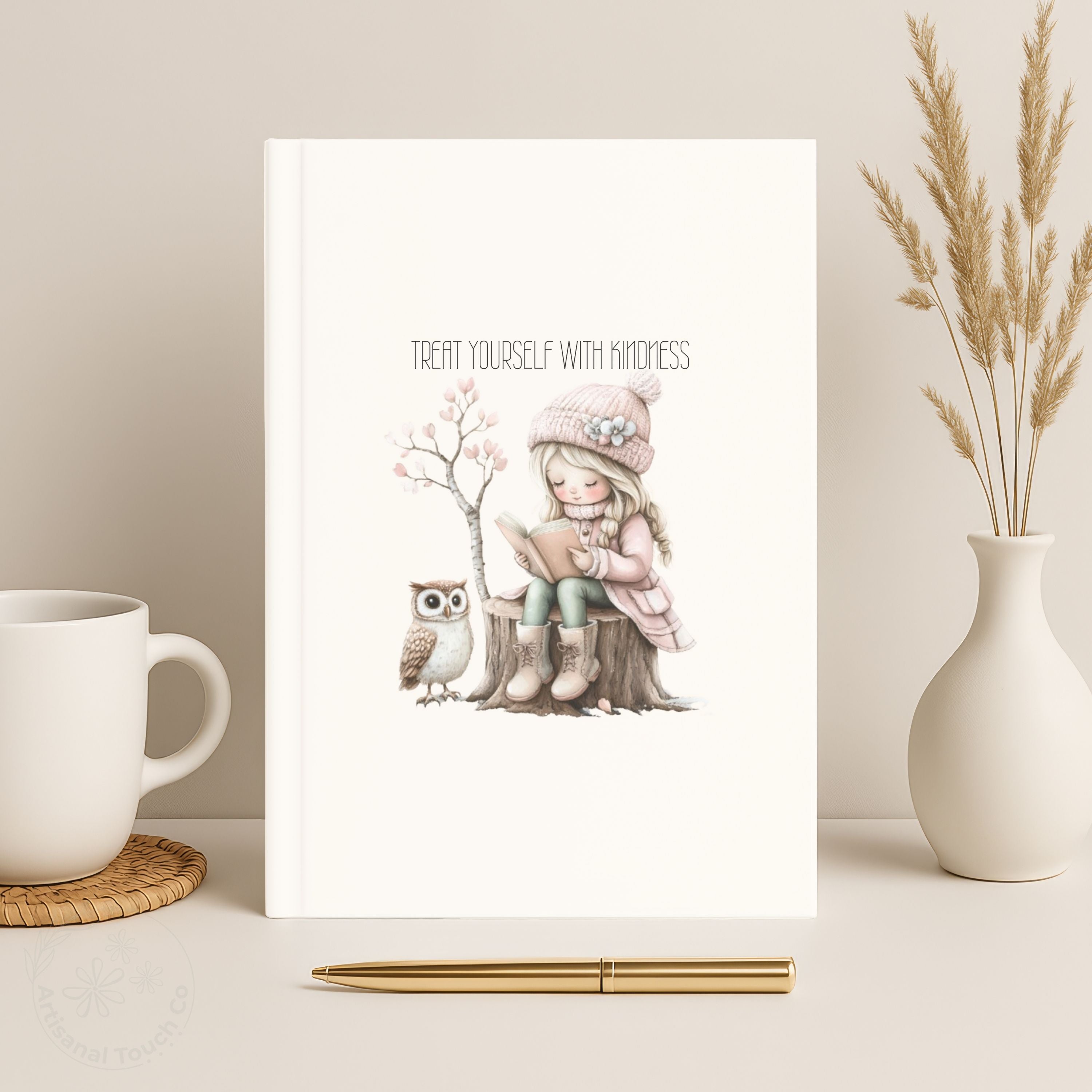 Treat Yourself With Kindness Hardcover Journal | Self-Care Writing Notebook | Mindfulness Gift for Women