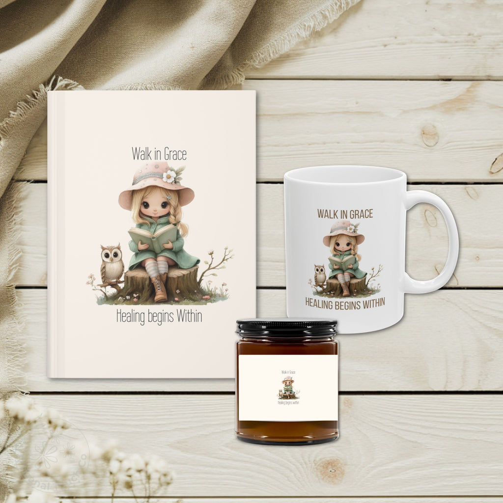 Walk in Grace Hardcover Journal – Healing Begins Within | Self-Care Writing Journal | Encouragement Gift for Her