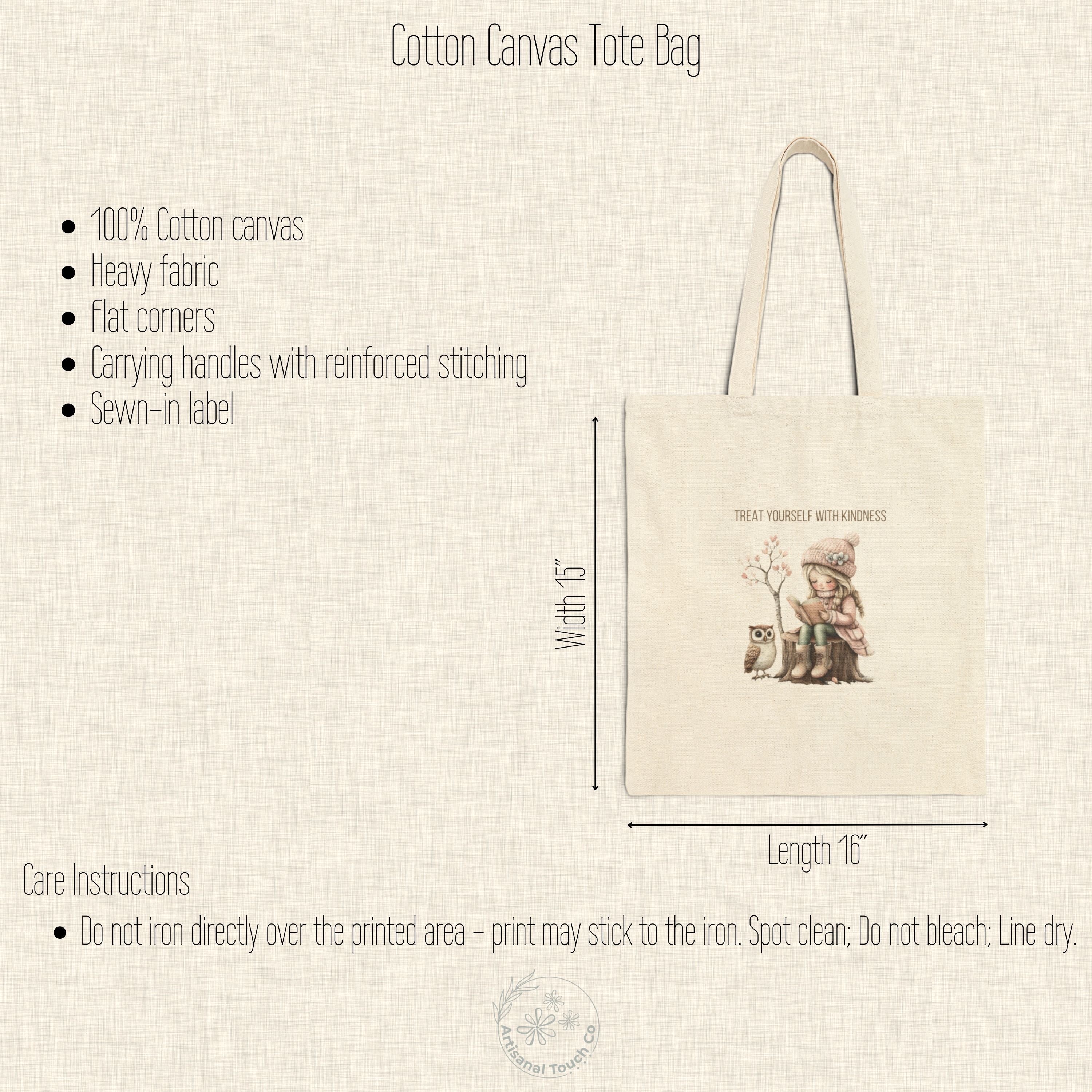 Treat Yourself With Kindness — Canvas Tote Bag | Self-Care Collection