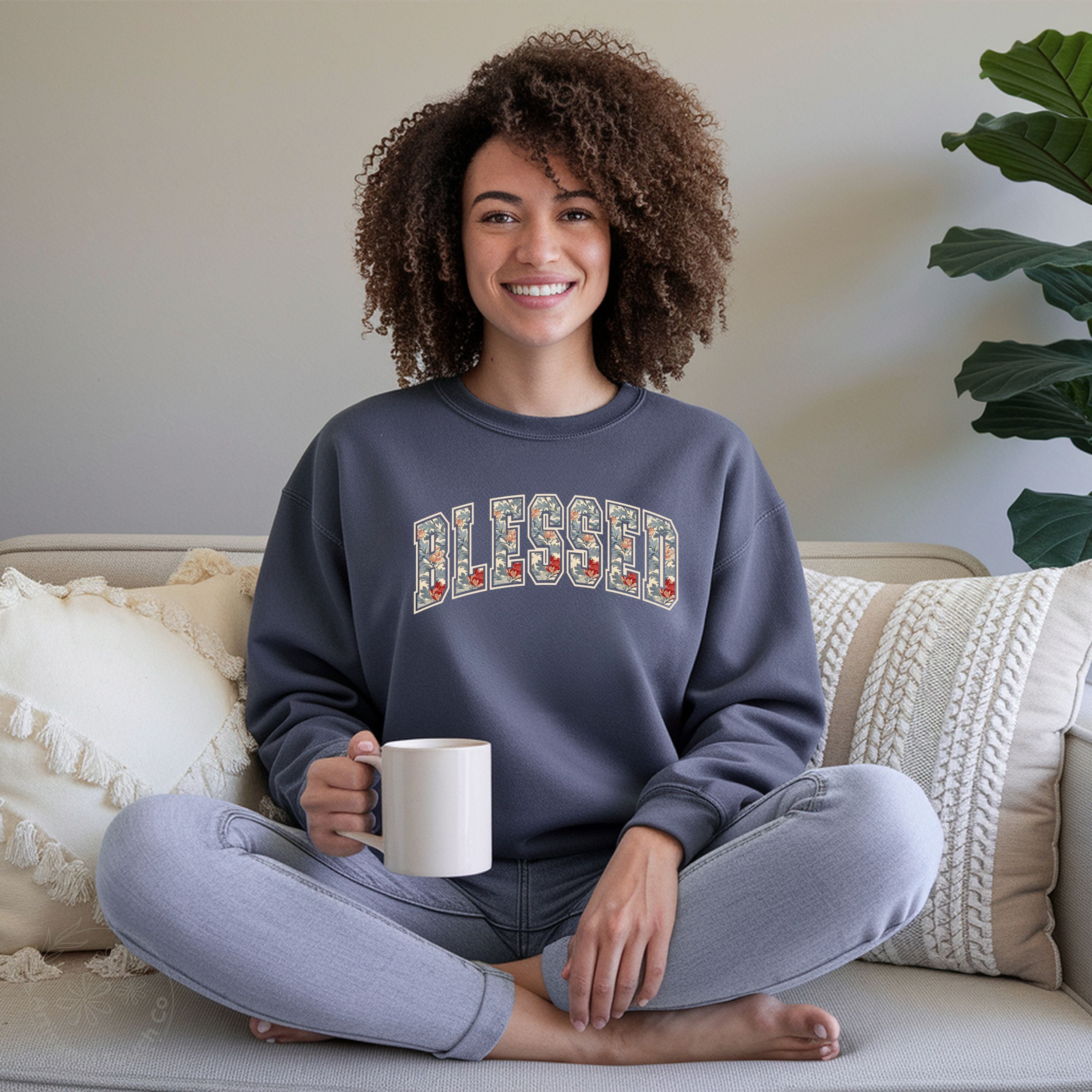 Blessed Floral Sweatshirt – Cozy Christian Crewneck