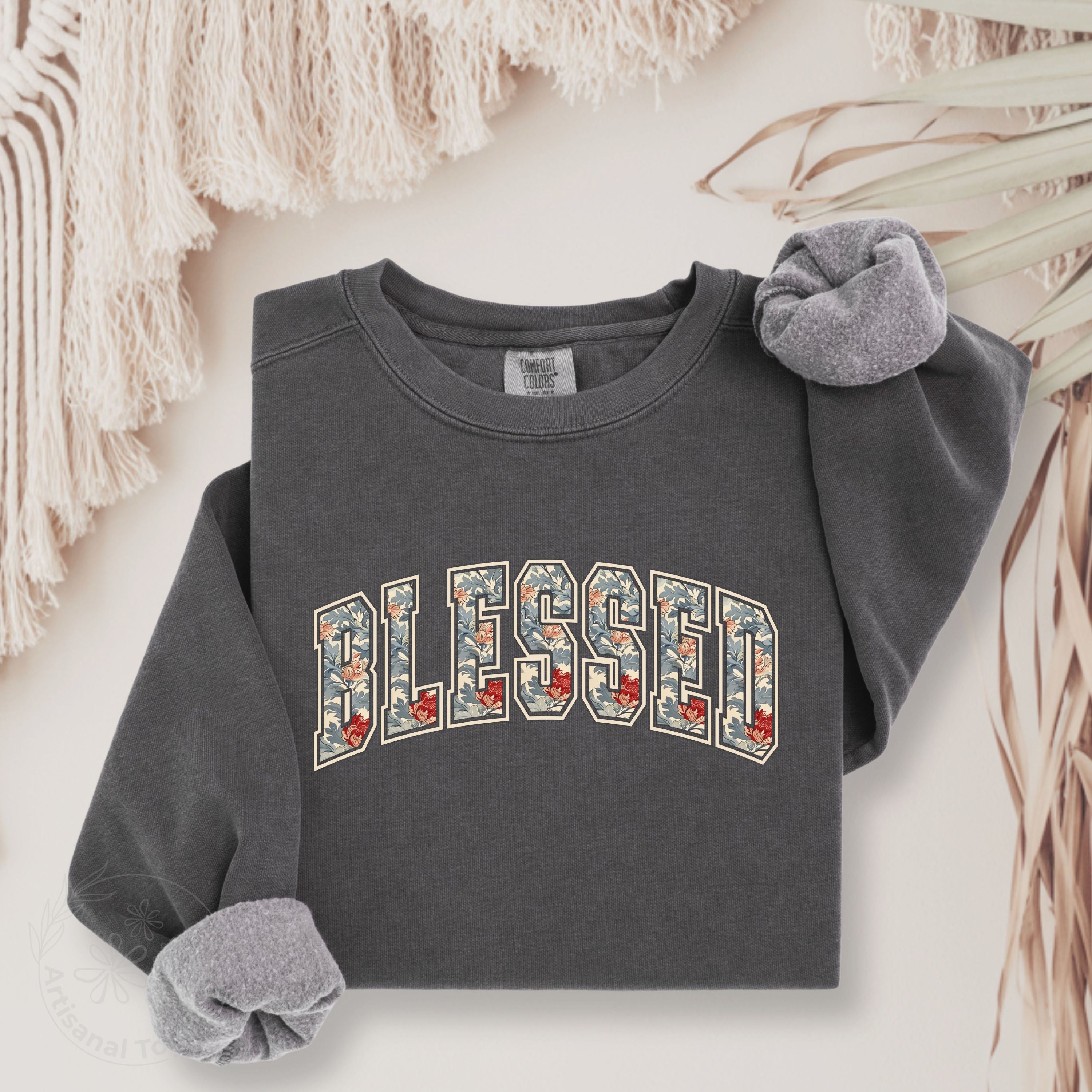 Blessed Floral Sweatshirt – Cozy Christian Crewneck