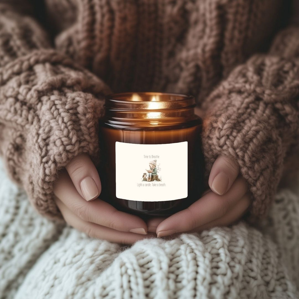 Time to Breathe Candle – 9oz Amber Jar • Cozy Eucalyptus Lavender Herb • Self Care Gift • Relaxing Aromatherapy Candle • Quiet Time Collection