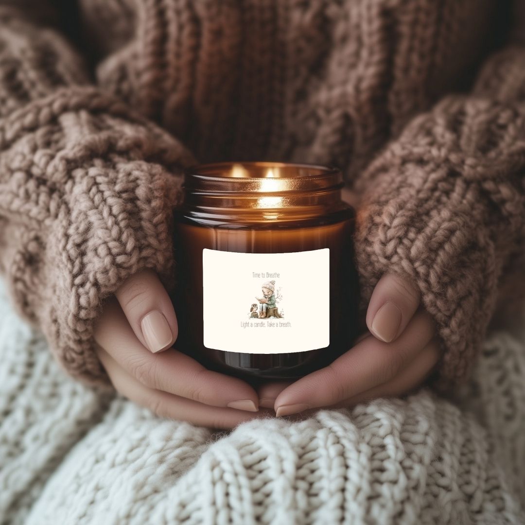 Time to Breathe Candle – 9oz Amber Jar • Cozy Eucalyptus Lavender Herb • Self Care Gift • Relaxing Aromatherapy Candle • Quiet Time Collection