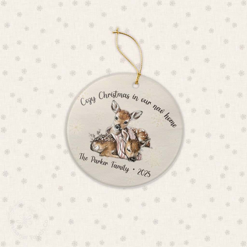 Personalized New Home Christmas Ornament • Cozy Housewarming Keepsake • Custom Family Name + Year