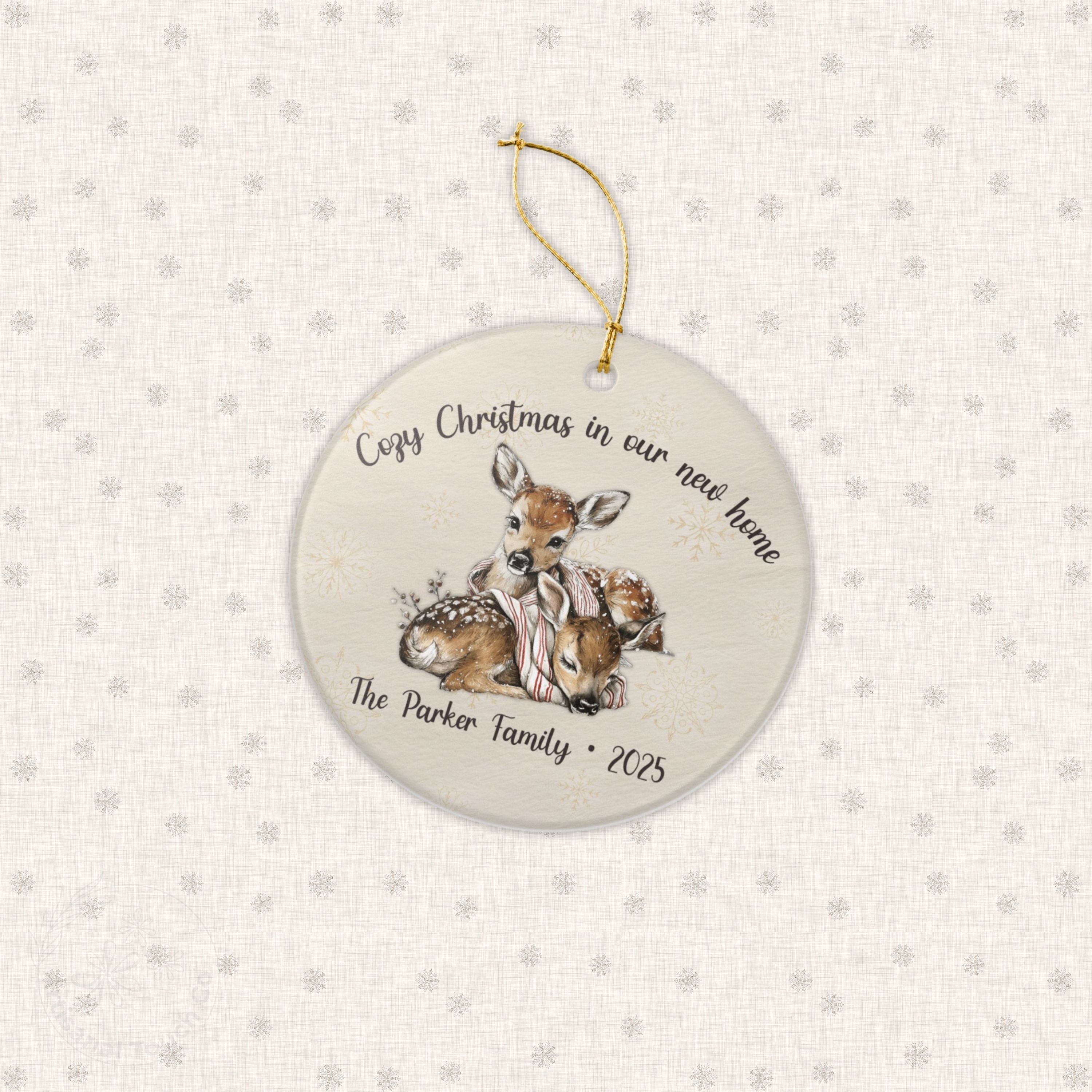 Personalized New Home Christmas Ornament • Cozy Housewarming Keepsake • Custom Family Name + Year