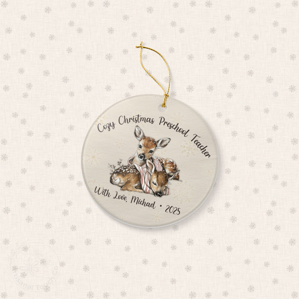 Cozy Christmas Preschool Teacher Ornament • Personalized Gift