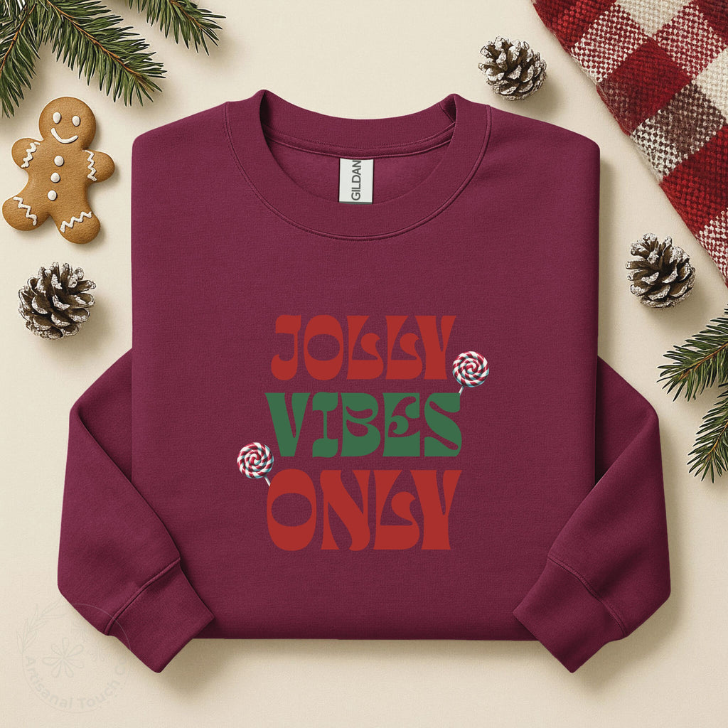 Jolly Vibes Only Christmas Sweatshirt – Winter Holiday Crewneck
