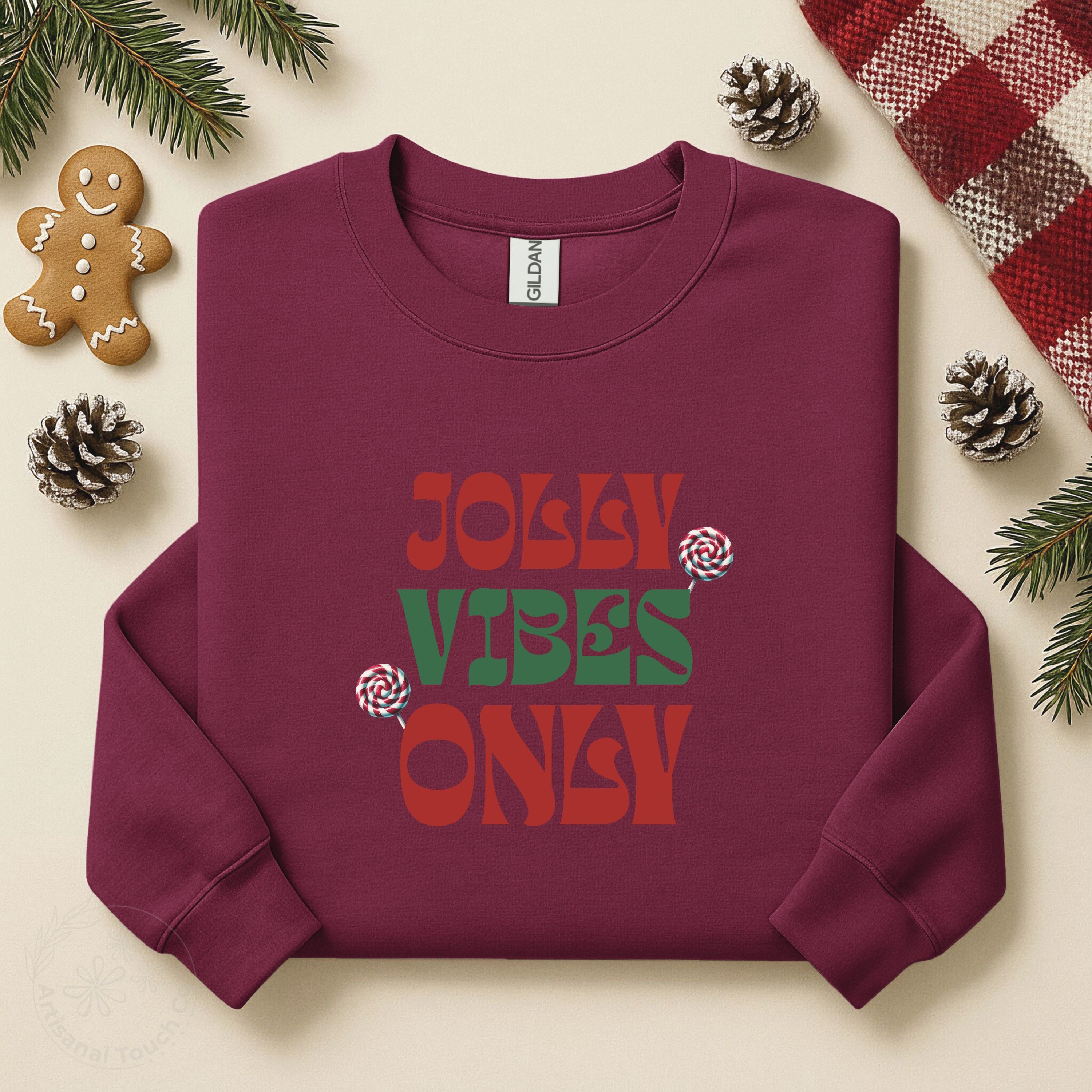 Jolly Vibes Only Christmas Sweatshirt – Winter Holiday Crewneck