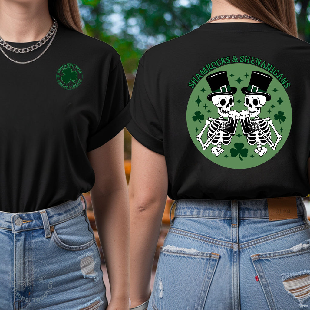 Shamrocks & Shenanigans Shirt – St. Patrick’s Day Skeleton Tee