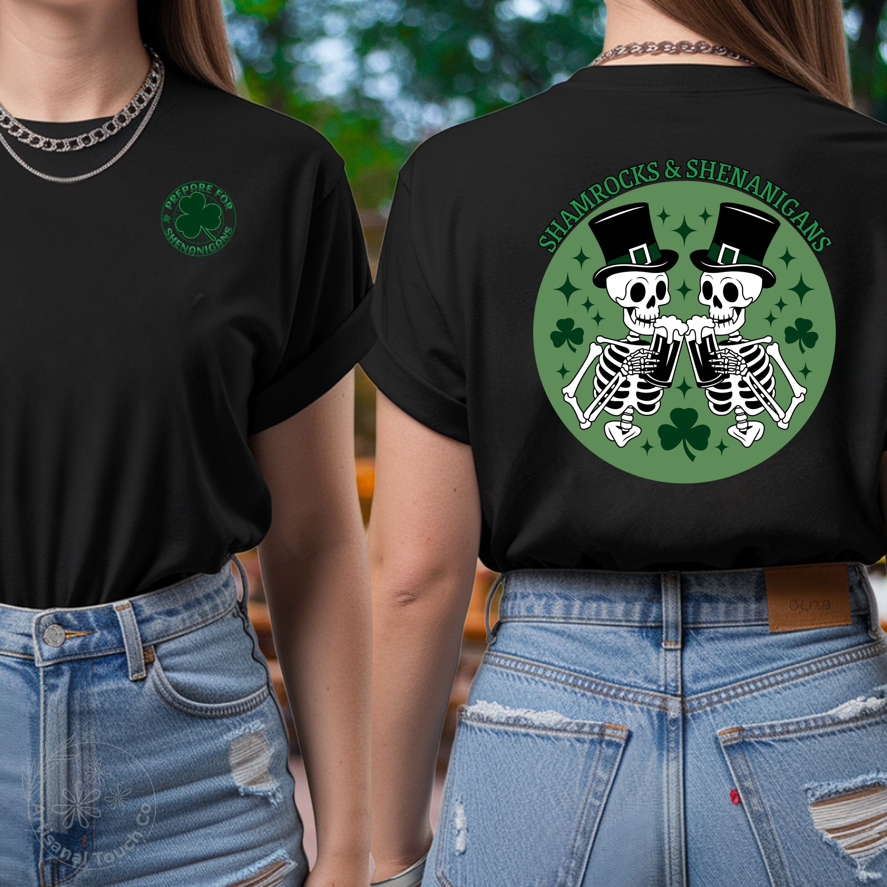Shamrocks & Shenanigans Shirt – St. Patrick’s Day Skeleton Tee