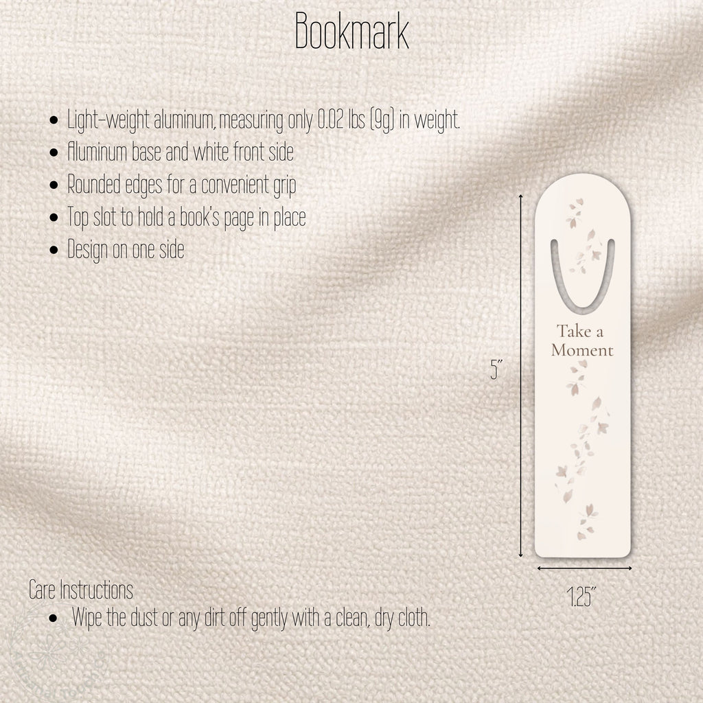 Self-Care Bookmark • Mindful Reading Gift • Elegant Metal Paper Page Marker