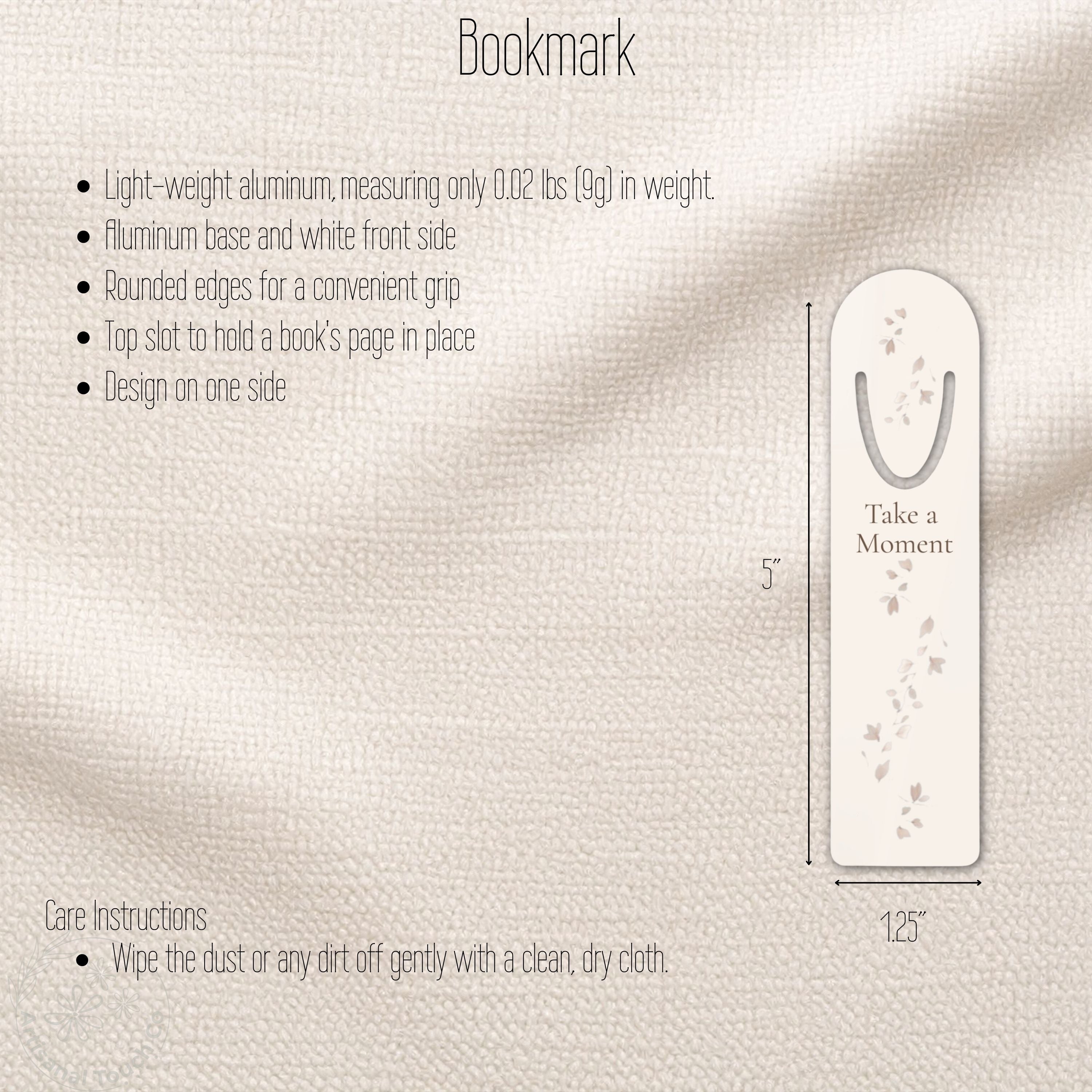 Self-Care Bookmark • Mindful Reading Gift • Elegant Metal Paper Page Marker